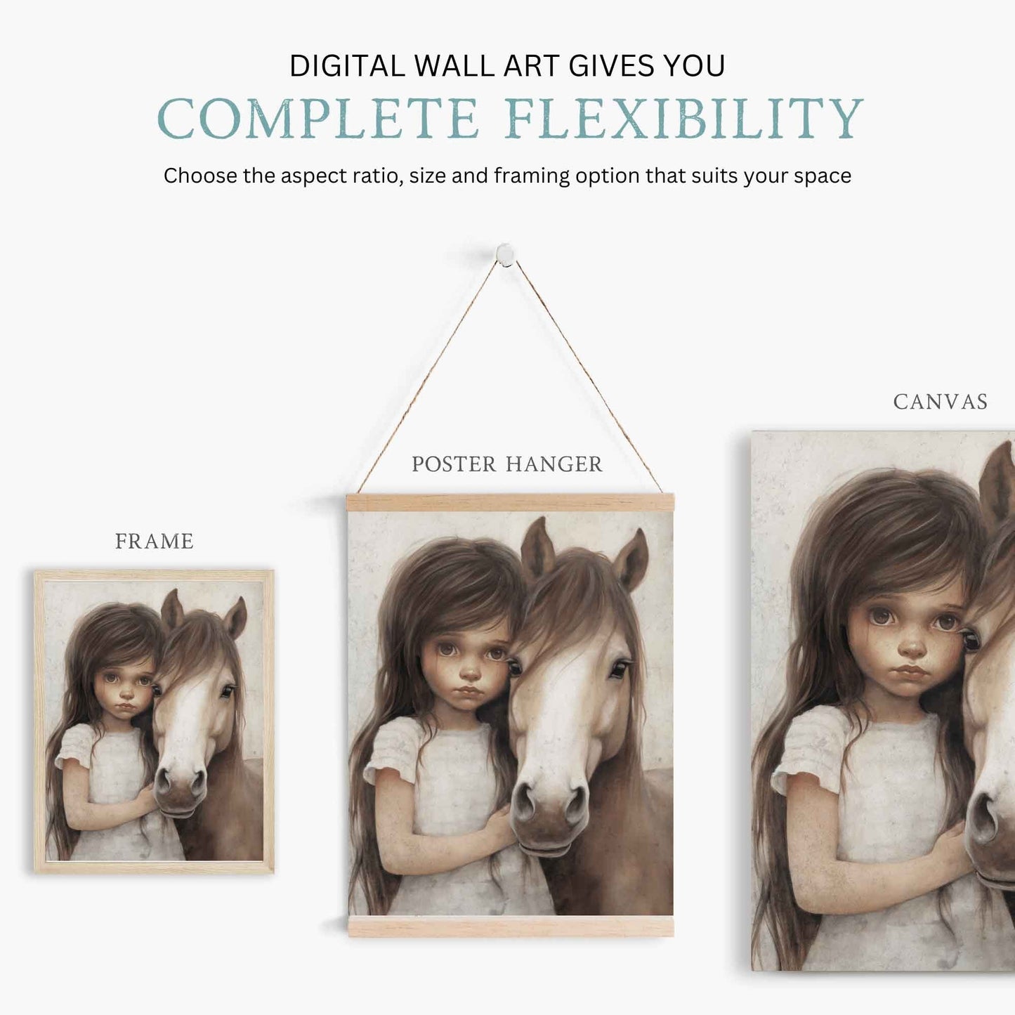 Cute Horse Wall Art, Vintage Equestrian Decor for Girls' Room - WildfieldPrints