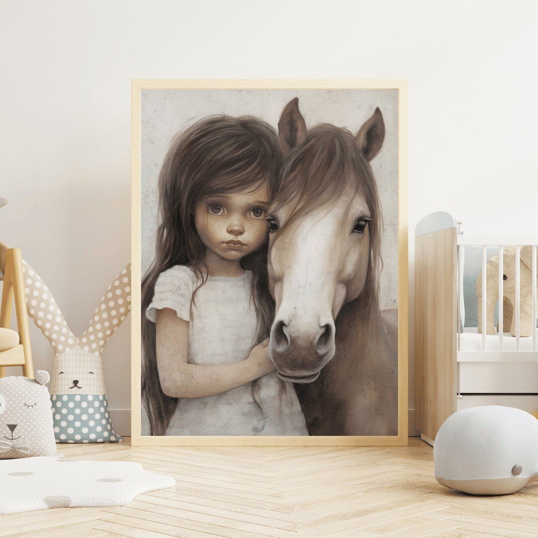 Cute Horse Wall Art, Vintage Equestrian Decor for Girls' Room - WildfieldPrints