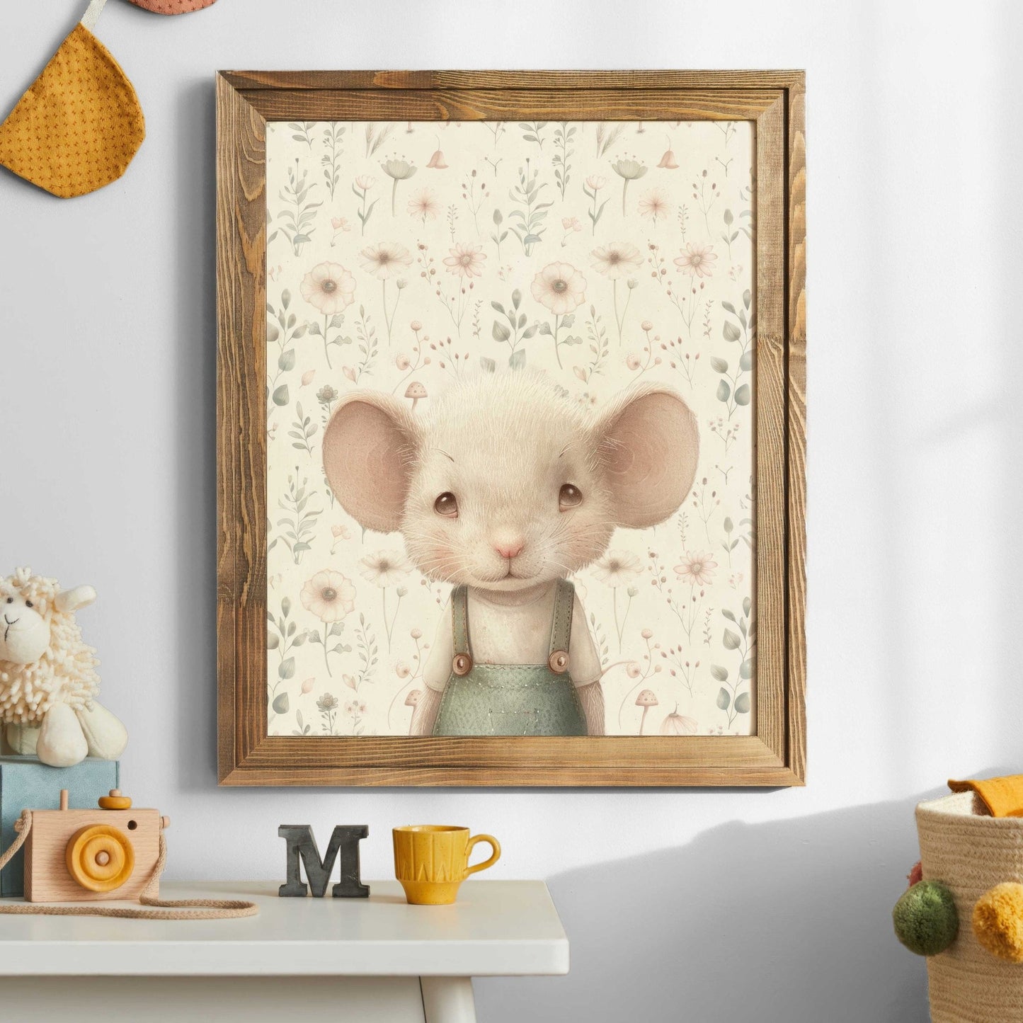 Cute Mouse Nursery Print, Whimsical Animal Decor, Vintage Girls Room Art - WildfieldPrints