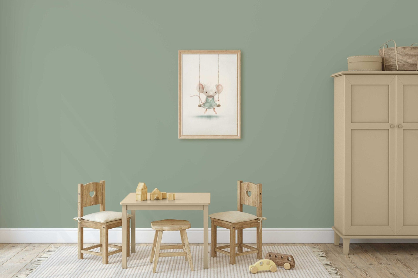 Cute Mouse Print, Whimsical Nursery Decor, Vintage Girls Room Art - WildfieldPrints
