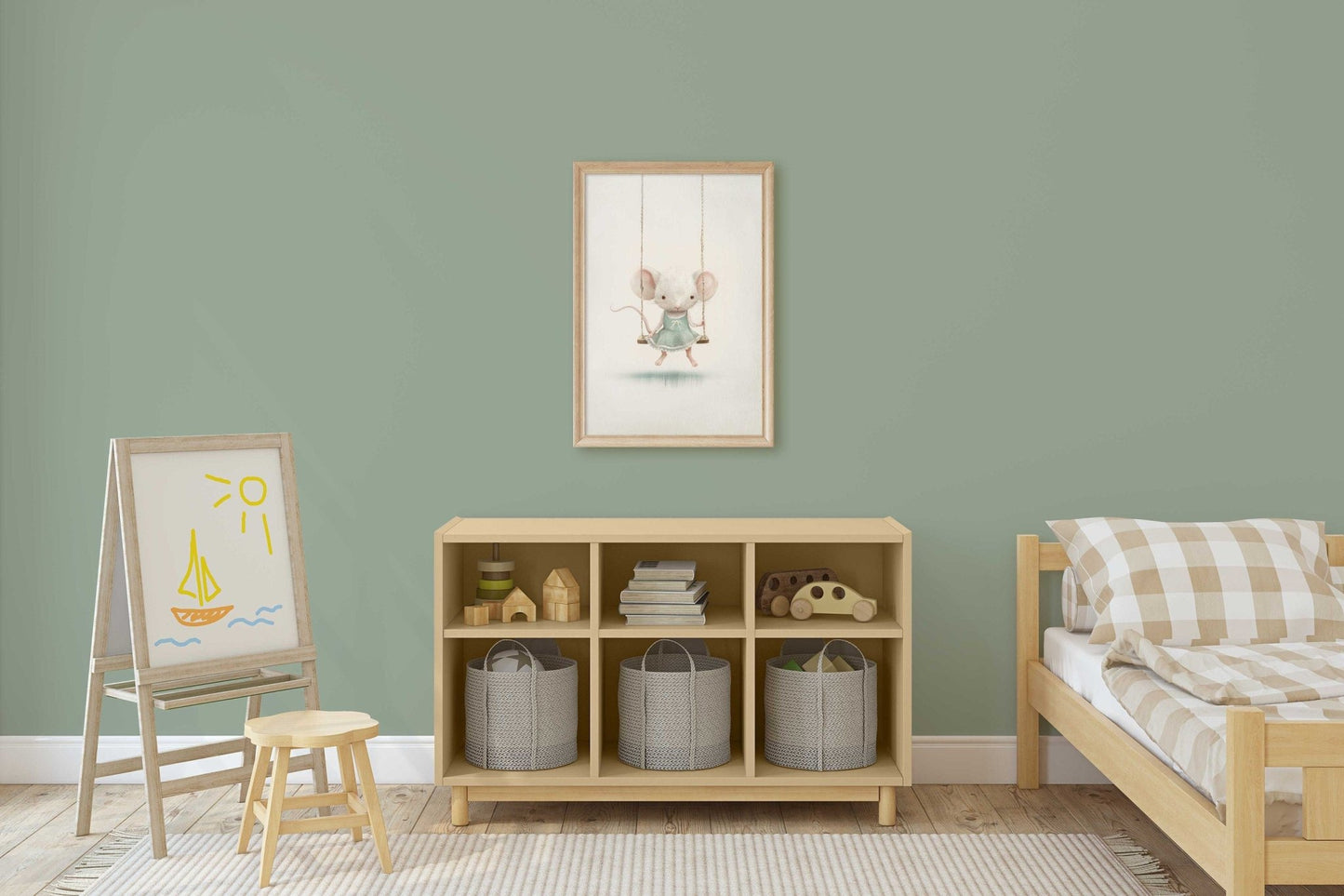 Cute Mouse Print, Whimsical Nursery Decor, Vintage Girls Room Art - WildfieldPrints