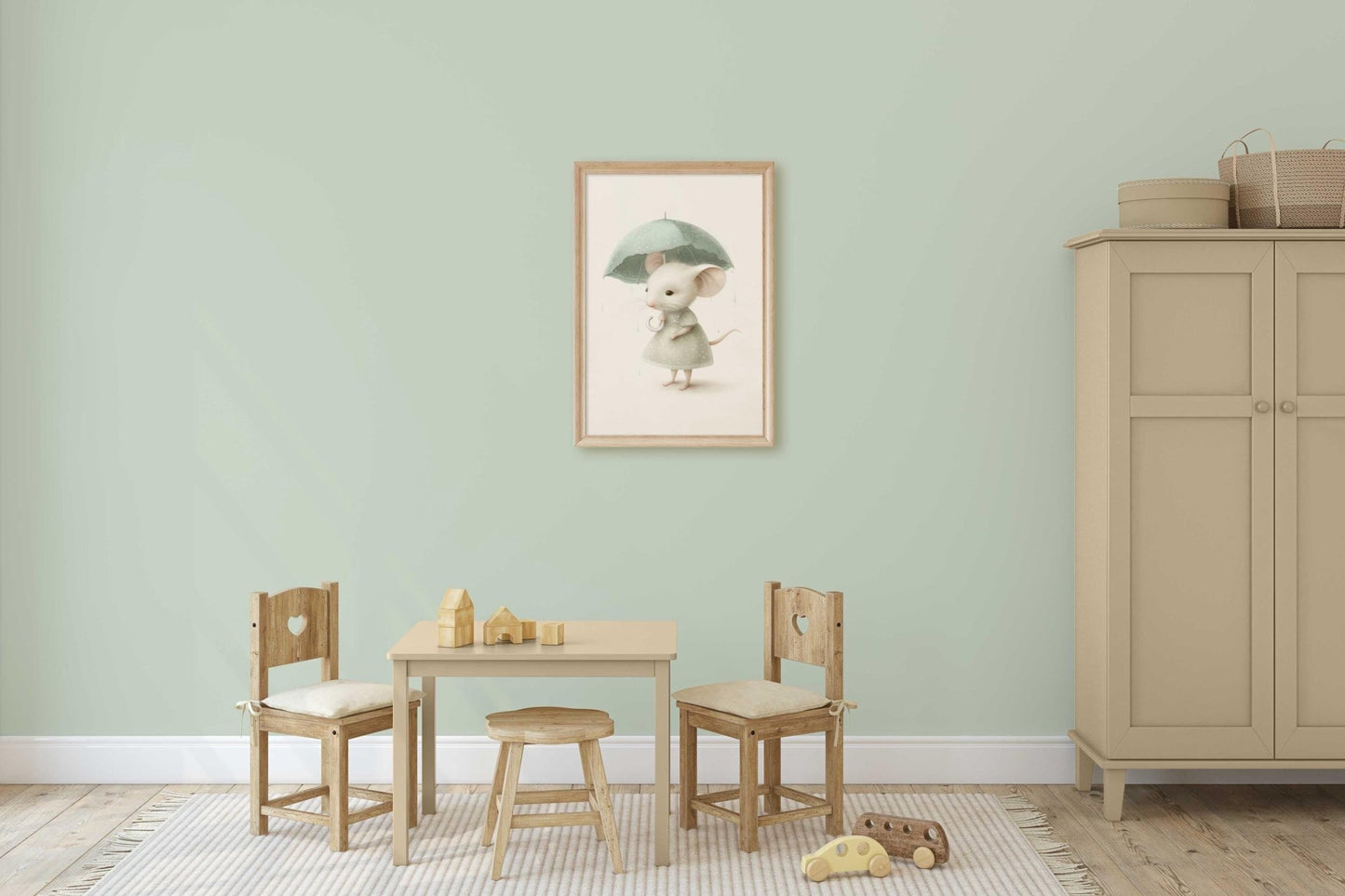 Cute Mouse Prints, Whimsical Nursery Wall Decor, Girls Room Art - WildfieldPrints