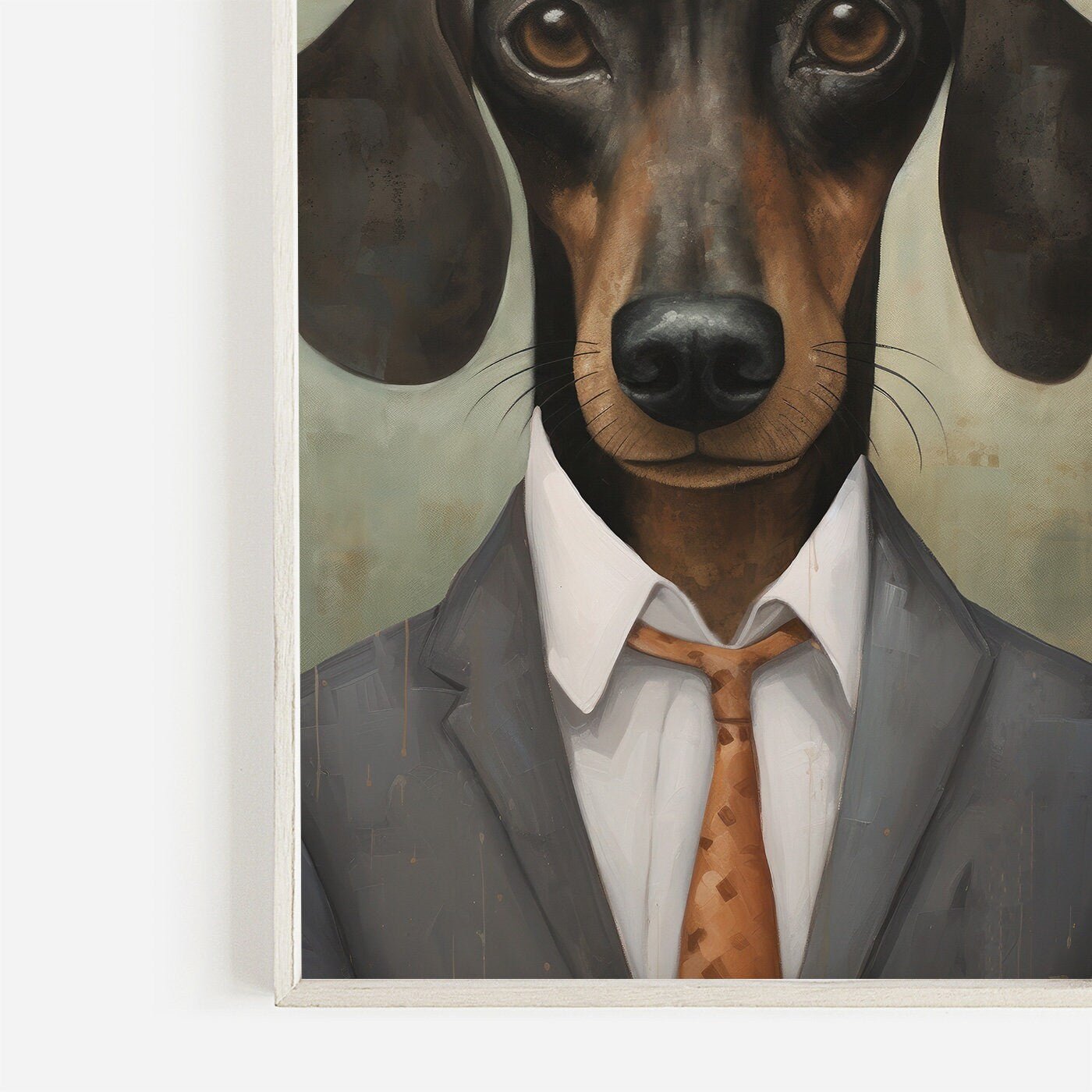 Dachshund Portrait Art, Whimsical Dog Decor, Rustic Wall Print - WildfieldPrints