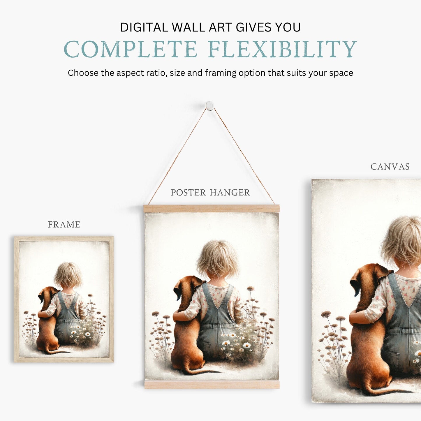 Dachshund Print, Nursery Wall Decor, Girl and Dog Artwork - WildfieldPrints