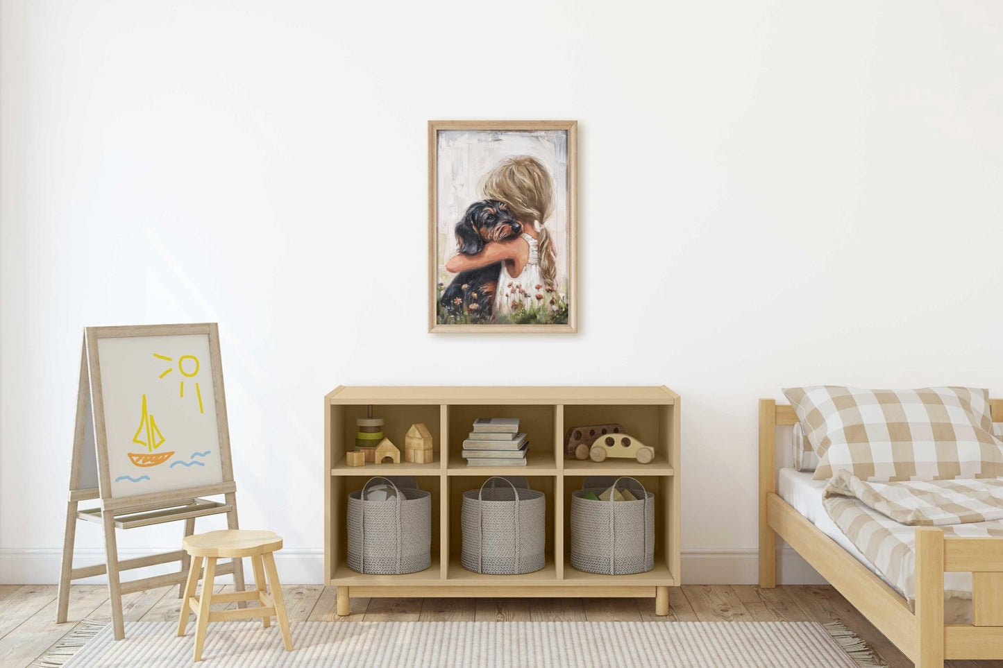Dachshund Wall Art, Black and Brown Print, Dog Decor for Girls - WildfieldPrints