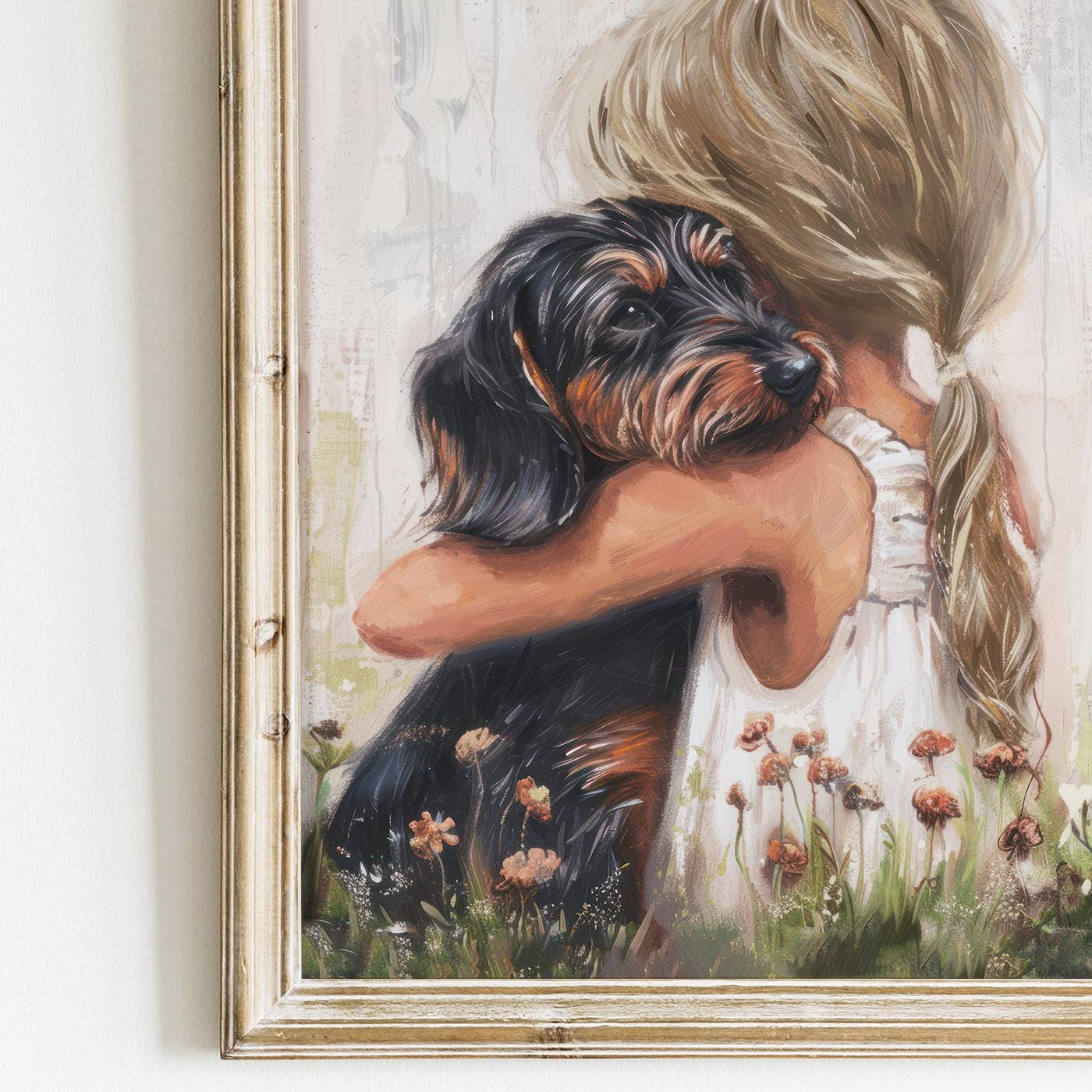 Dachshund Wall Art, Black and Brown Print, Dog Decor for Girls - WildfieldPrints