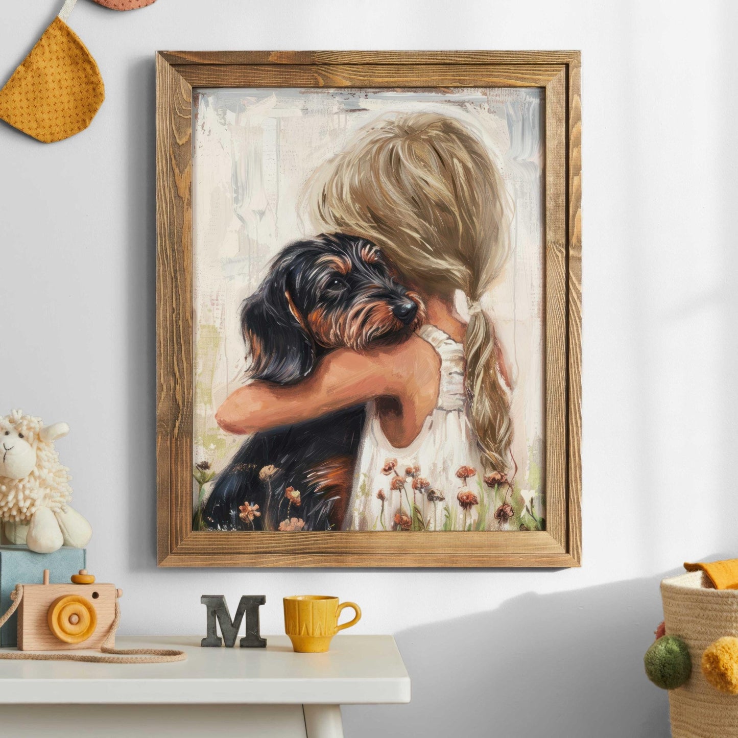 Dachshund Wall Art, Black and Brown Print, Dog Decor for Girls - WildfieldPrints