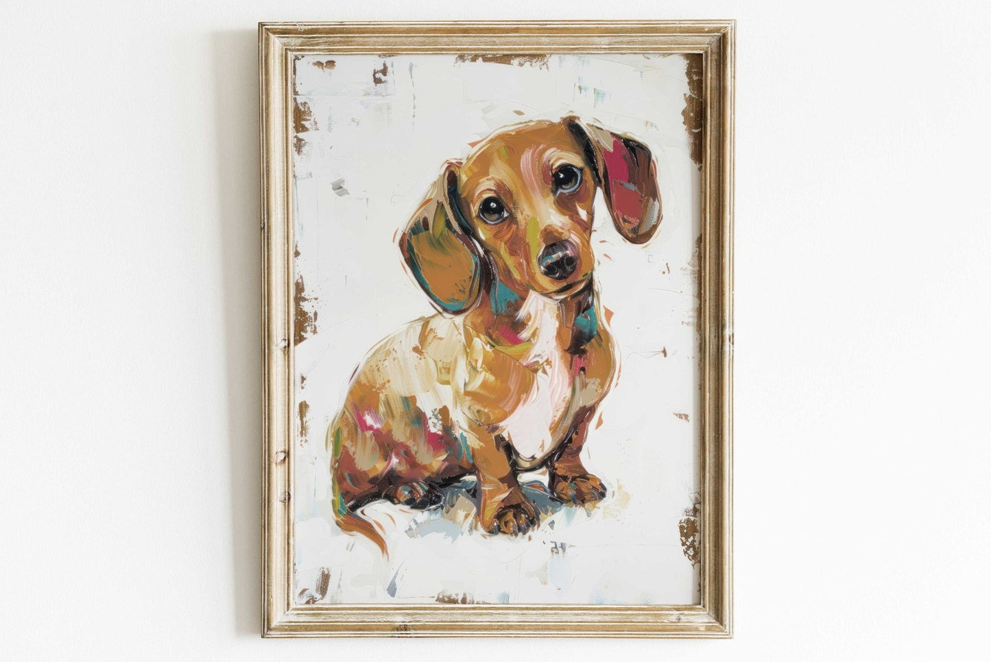 Dachshund Wall Art, Rustic Dog Decor, Puppy Print - WildfieldPrints