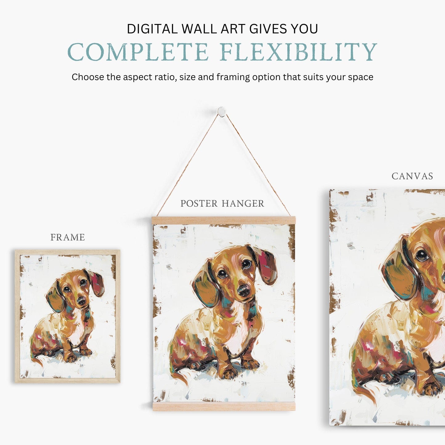Dachshund Wall Art, Rustic Dog Decor, Puppy Print - WildfieldPrints