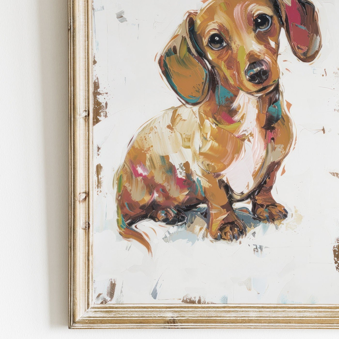 Dachshund Wall Art, Rustic Dog Decor, Puppy Print - WildfieldPrints