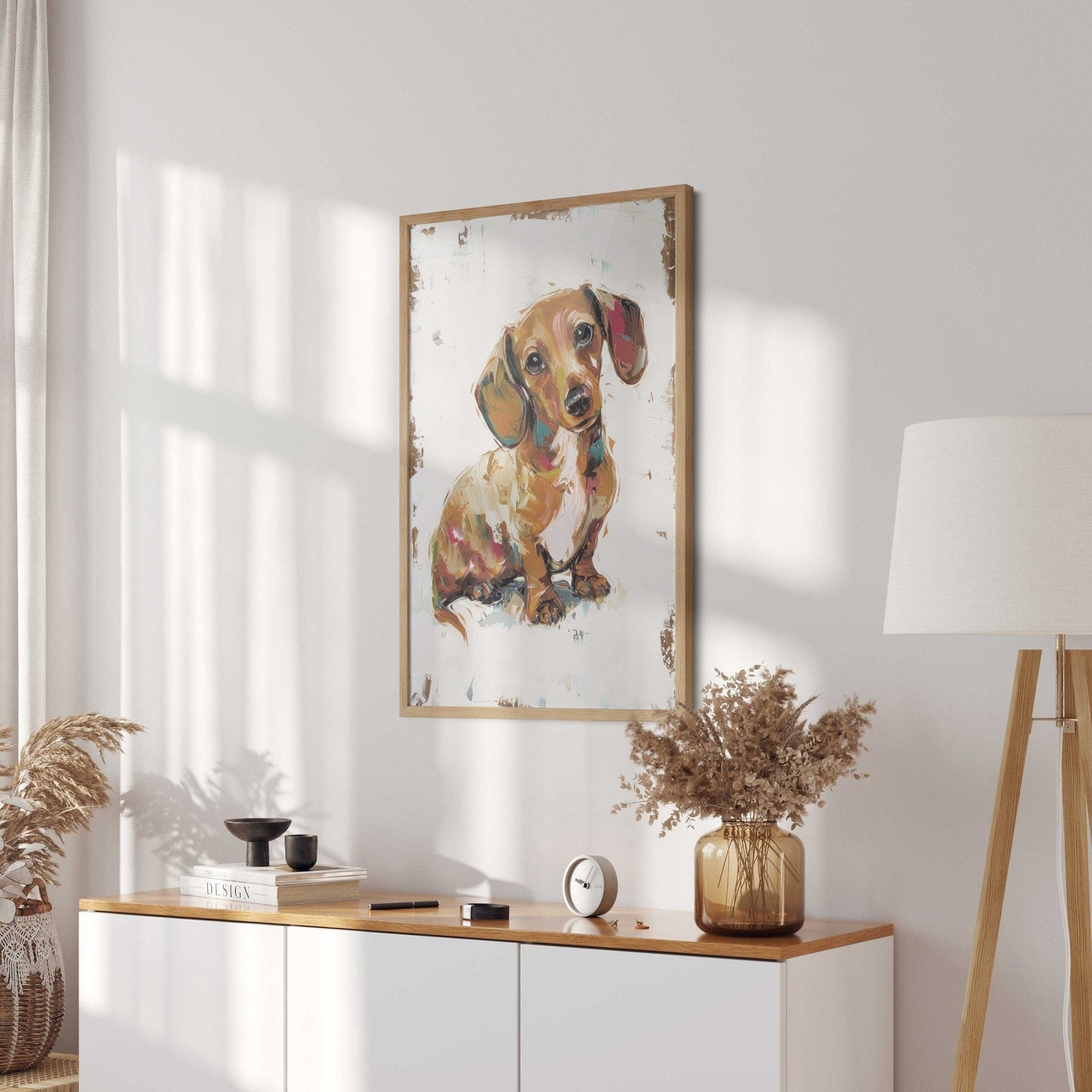 Dachshund Wall Art, Rustic Dog Decor, Puppy Print - WildfieldPrints