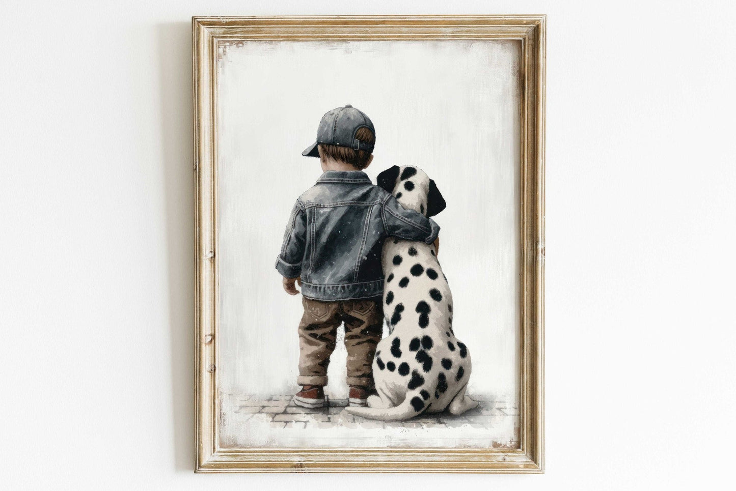 Dalmatian Nursery Decor, Boy and Dog Art Print, Animal Toddler Decor - WildfieldPrints