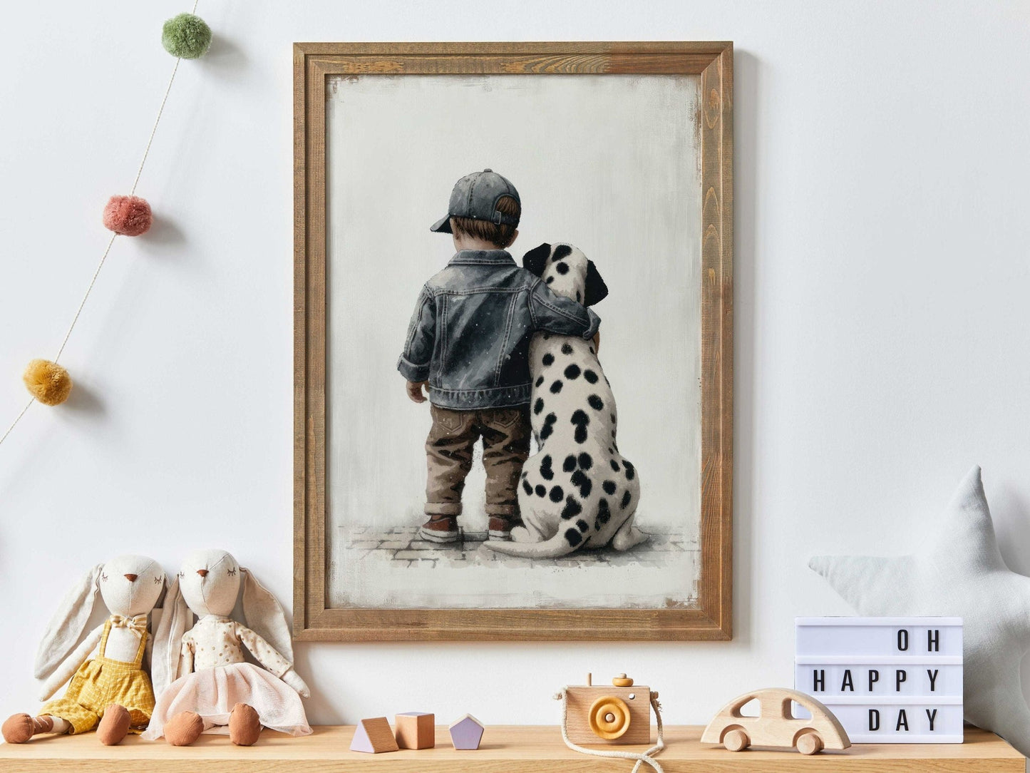 Dalmatian Nursery Decor, Boy and Dog Art Print, Animal Toddler Decor - WildfieldPrints