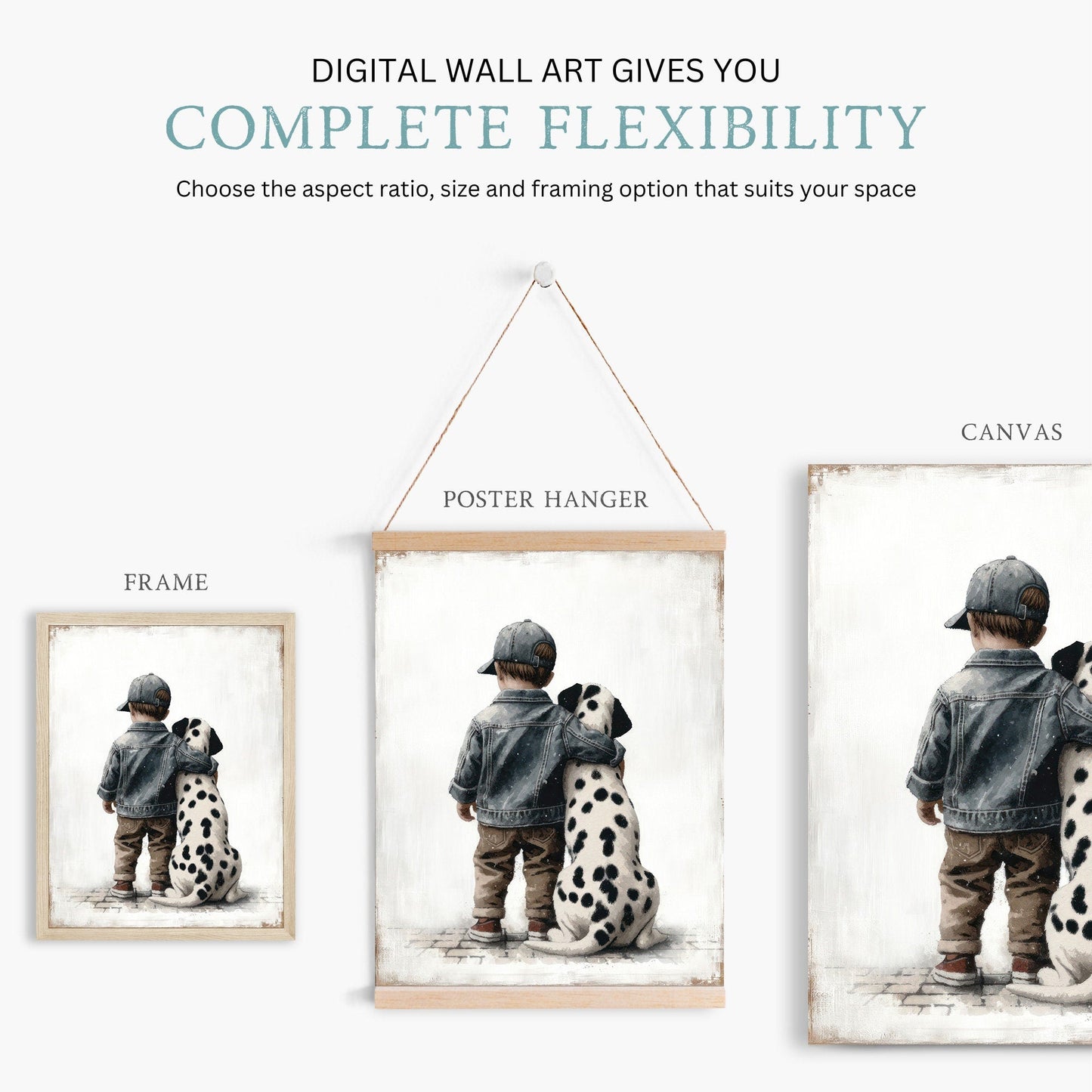 Dalmatian Nursery Decor, Boy and Dog Art Print, Animal Toddler Decor - WildfieldPrints