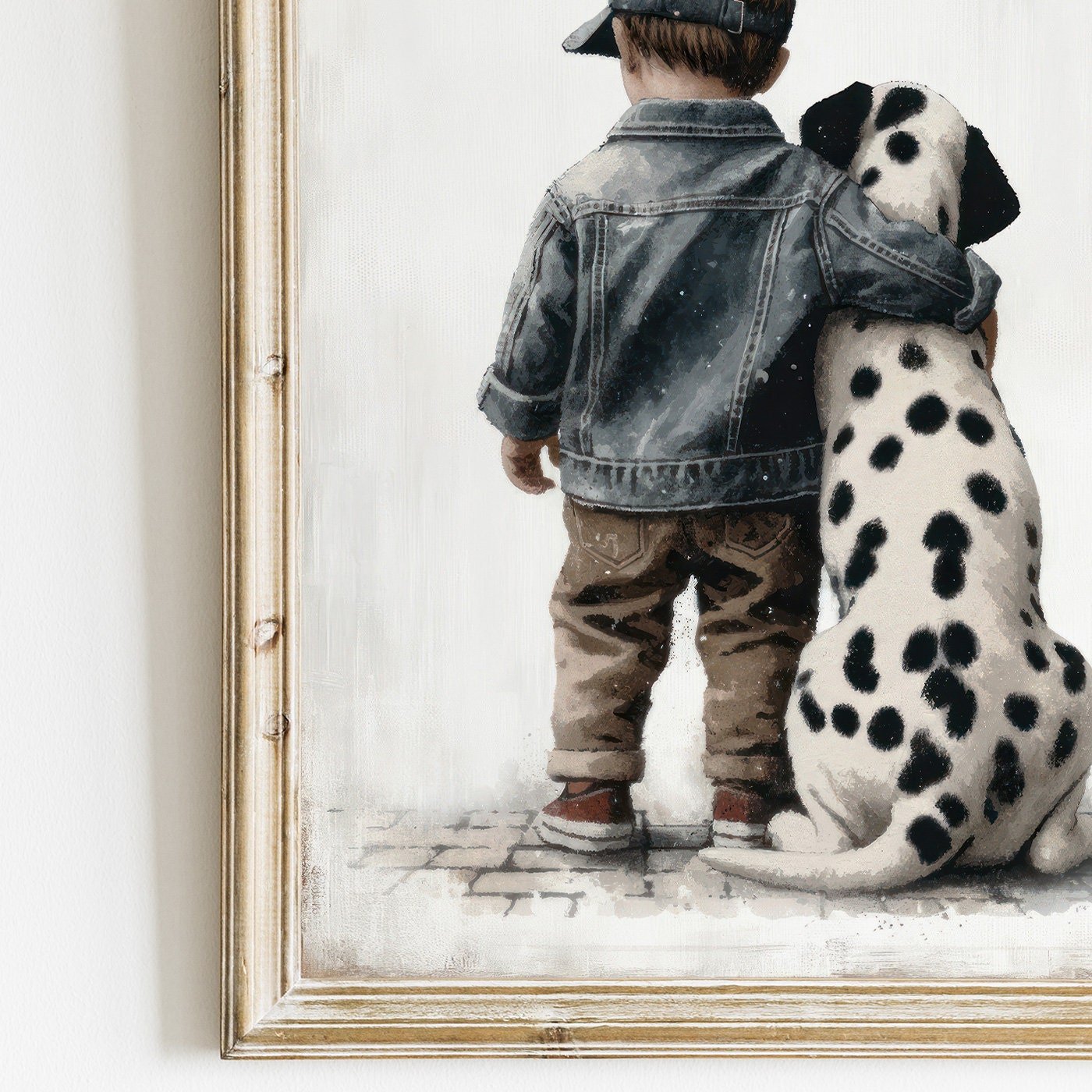 Dalmatian Nursery Decor, Boy and Dog Art Print, Animal Toddler Decor - WildfieldPrints