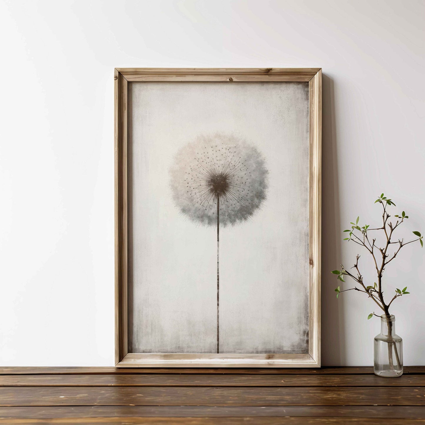Dandelion Print, Minimalist Wall Decor, Vintage Floral Artwork - WildfieldPrints