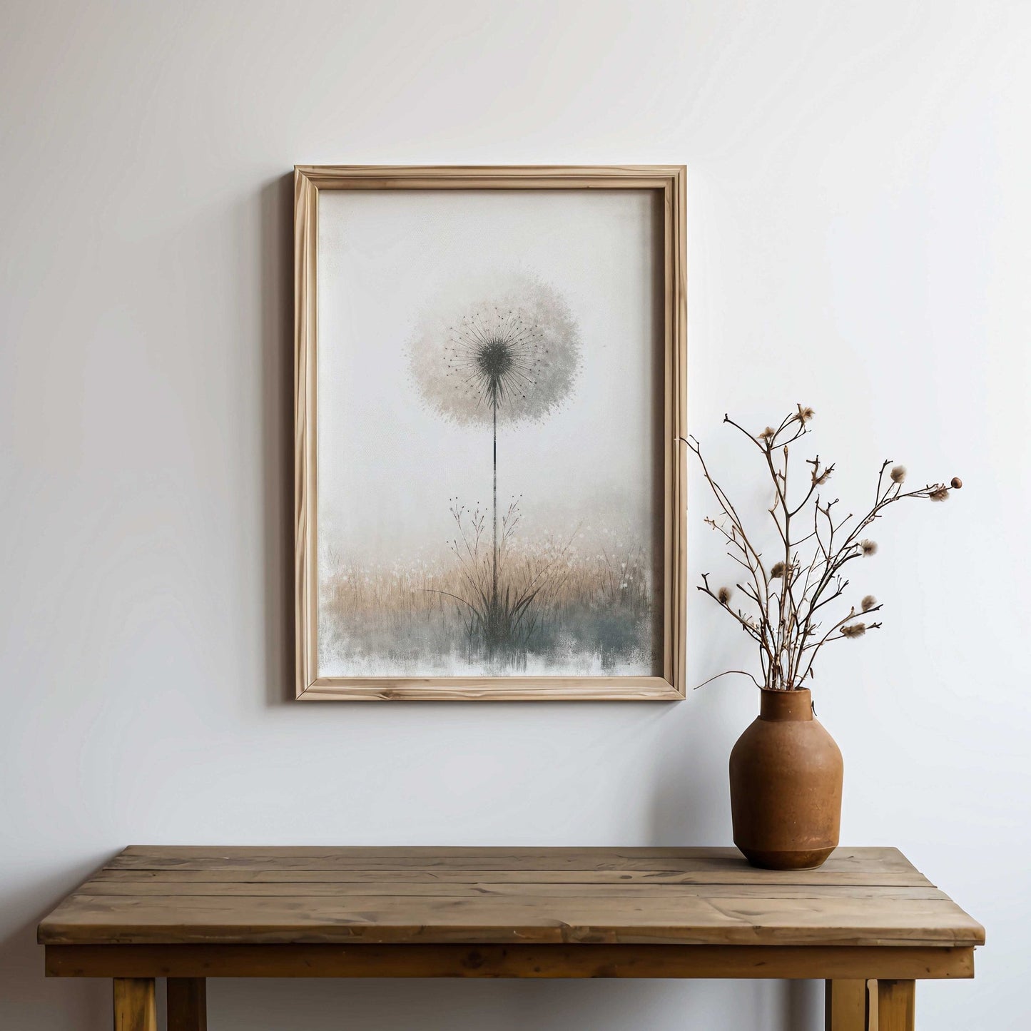 Dandelion Print, Vintage Floral Wall Decor, Modern Botanical Art - WildfieldPrints
