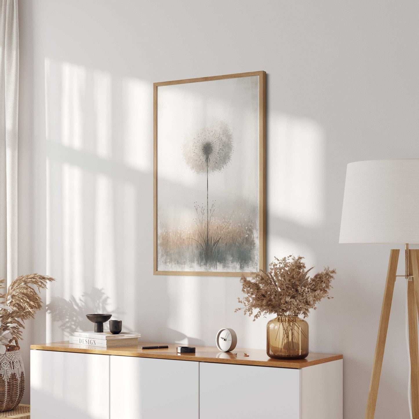 Dandelion Print, Vintage Floral Wall Decor, Modern Botanical Art - WildfieldPrints