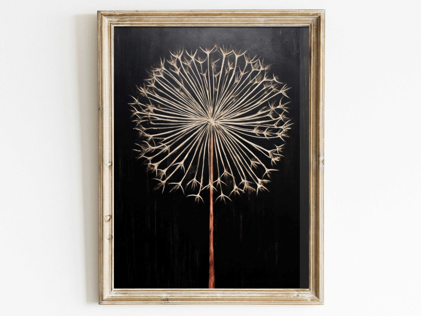 Dandelion Wall Art, Vintage Flower Decor, Rustic Floral Accent - WildfieldPrints