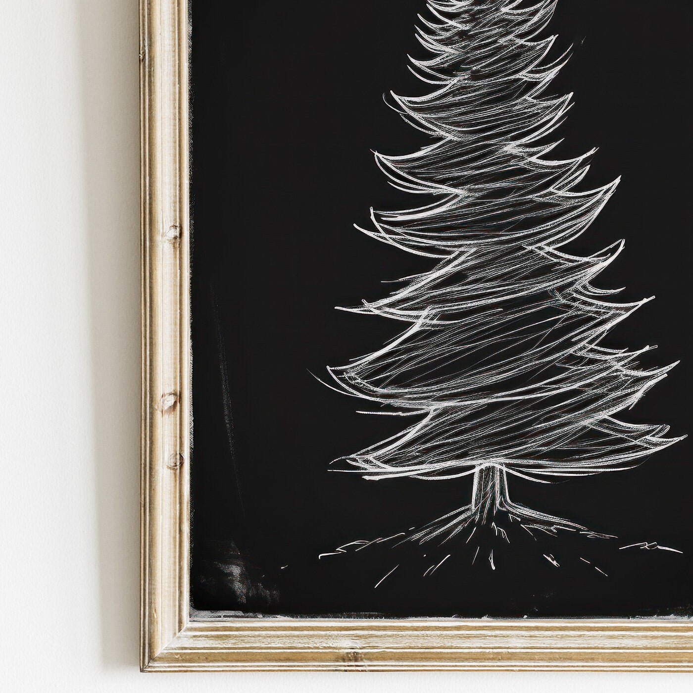 Dark Christmas Tree Print, Fir Tree Wall Decor, Vintage Minimalist Art - WildfieldPrints