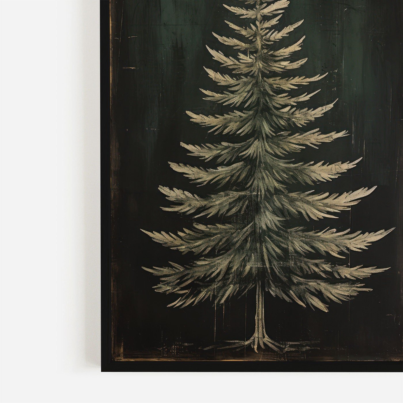 Dark Fir Tree Print, Rustic Christmas Wall Decor, Spruce Tree Art - WildfieldPrints