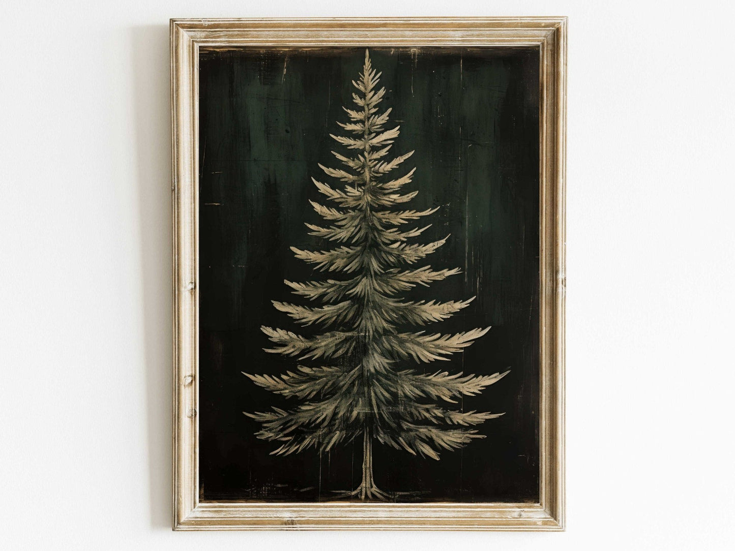 Dark Fir Tree Print, Rustic Christmas Wall Decor, Spruce Tree Art - WildfieldPrints