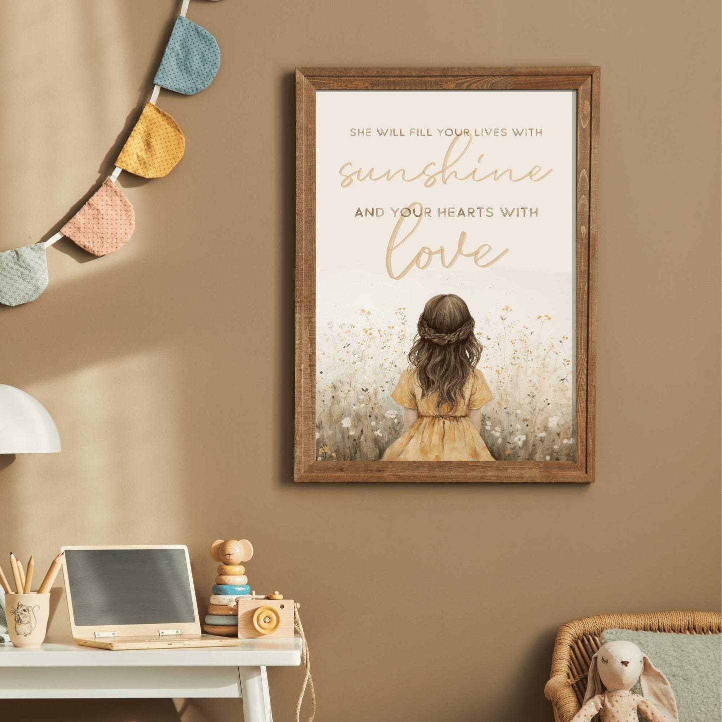 Daughter Quote Wall Art, Vintage Nursery Decor for Baby Girl, Gift Idea - WildfieldPrints