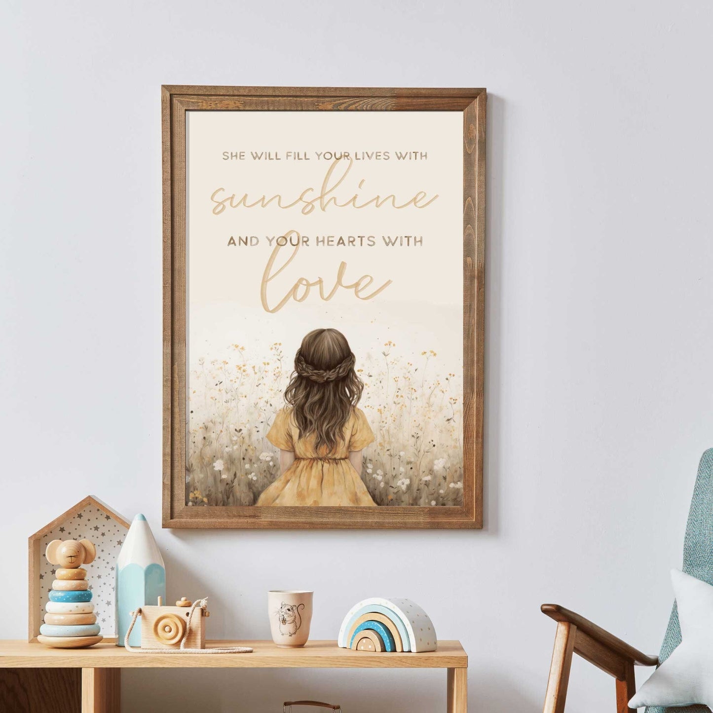 Daughter Quote Wall Art, Vintage Nursery Decor for Baby Girl, Gift Idea - WildfieldPrints