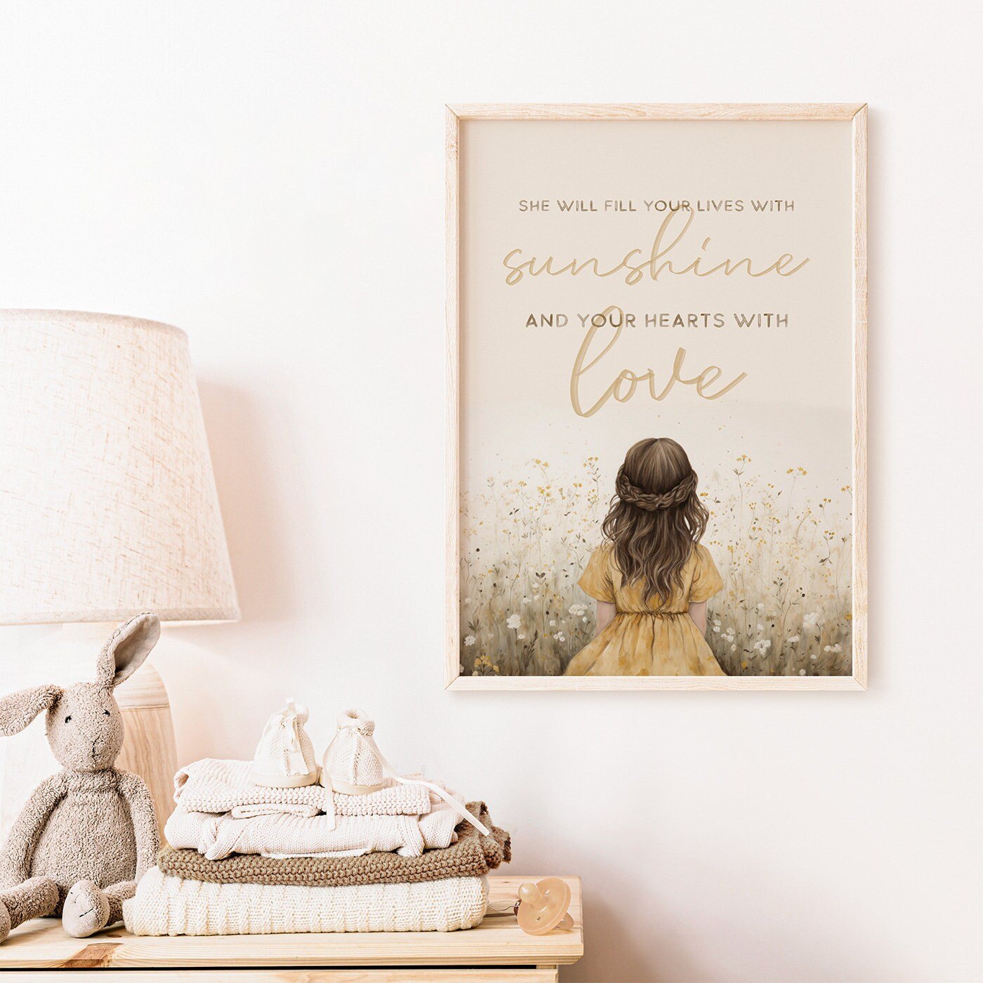 Daughter Quote Wall Art, Vintage Nursery Decor for Baby Girl, Gift Idea - WildfieldPrints