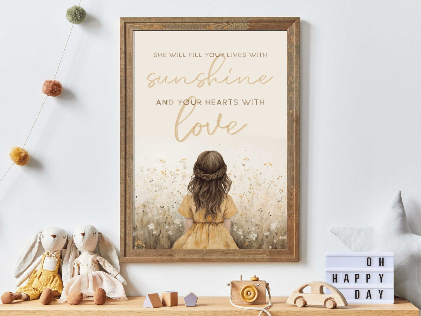 Daughter Quote Wall Art, Vintage Nursery Decor for Baby Girl, Gift Idea - WildfieldPrints