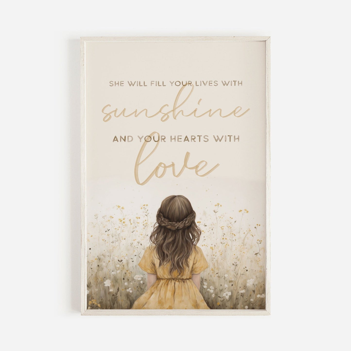 Daughter Quote Wall Art, Vintage Nursery Decor for Baby Girl, Gift Idea - WildfieldPrints