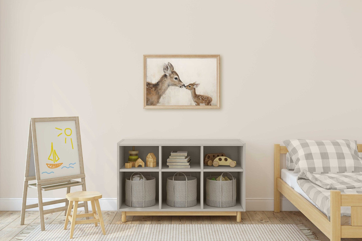 Deer Art Print, Adorable Animal Decor, Mother & Baby Fawn Design - WildfieldPrints