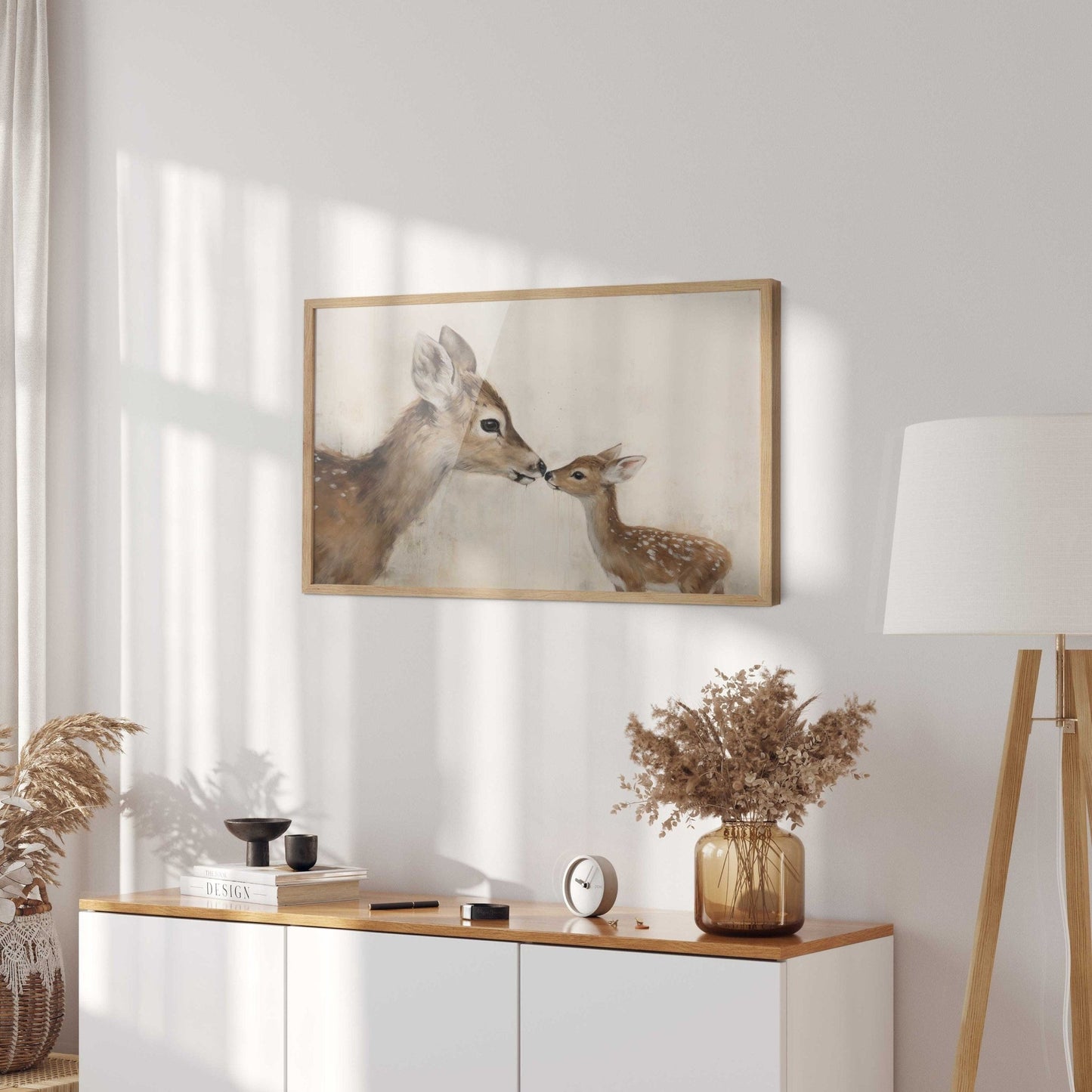 Deer Art Print, Adorable Animal Decor, Mother & Baby Fawn Design - WildfieldPrints