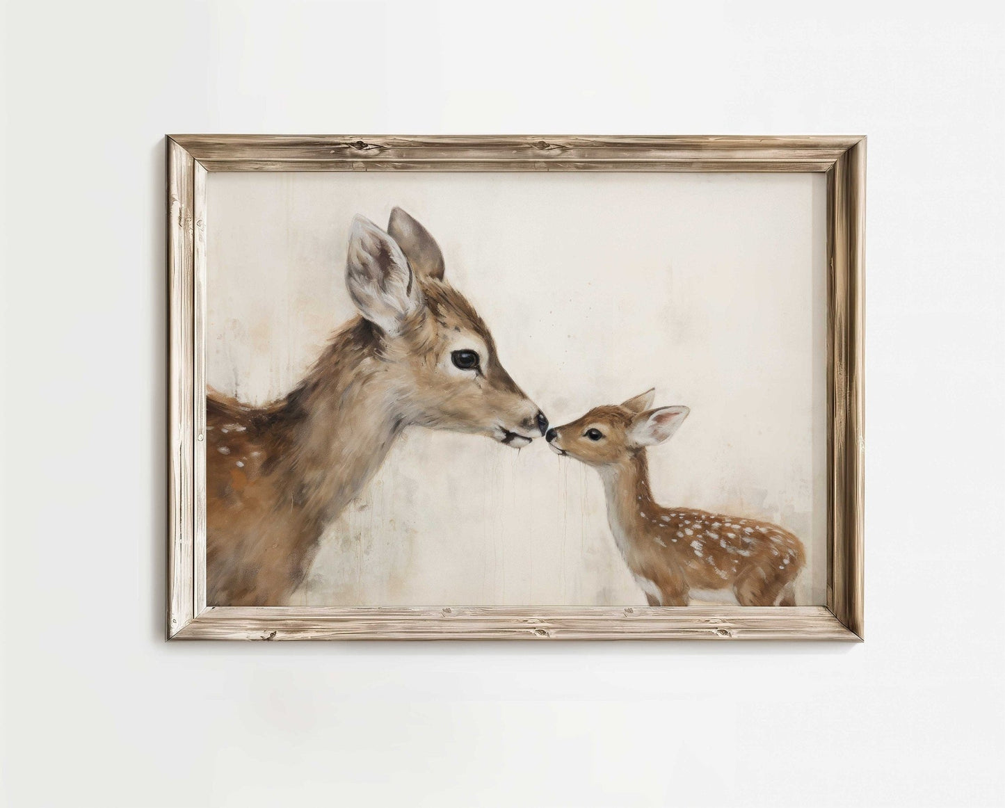 Deer Art Print, Adorable Animal Decor, Mother & Baby Fawn Design - WildfieldPrints