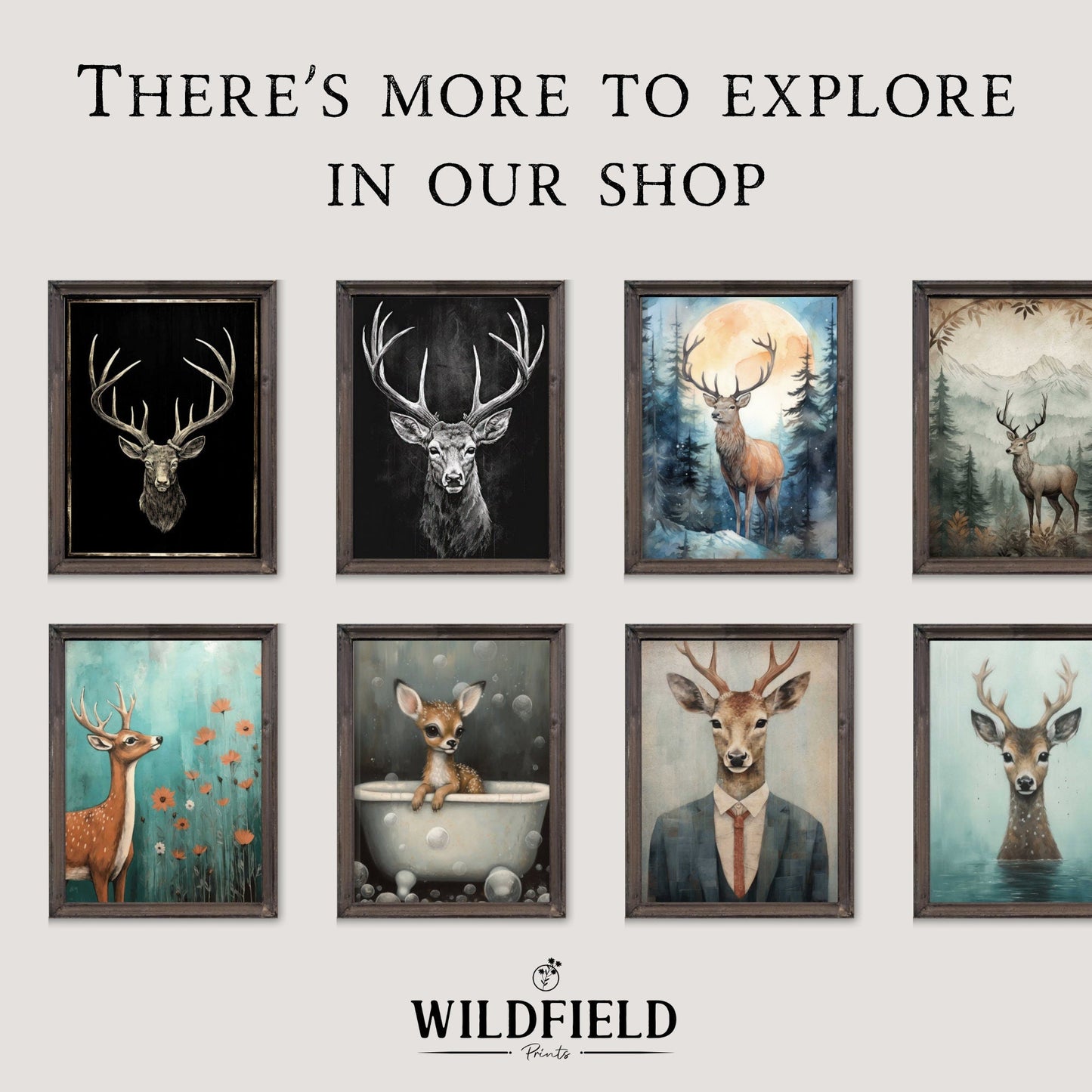Deer Art Print, Adorable Animal Decor, Mother & Baby Fawn Design - WildfieldPrints