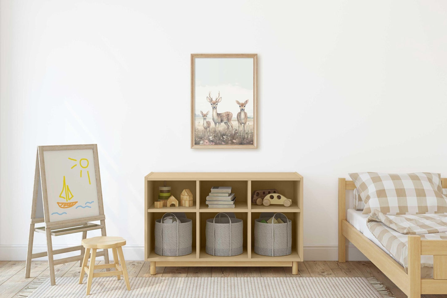 Deer Family Print, Forest Animal Decor, Rustic Nursery Wall Art - WildfieldPrints