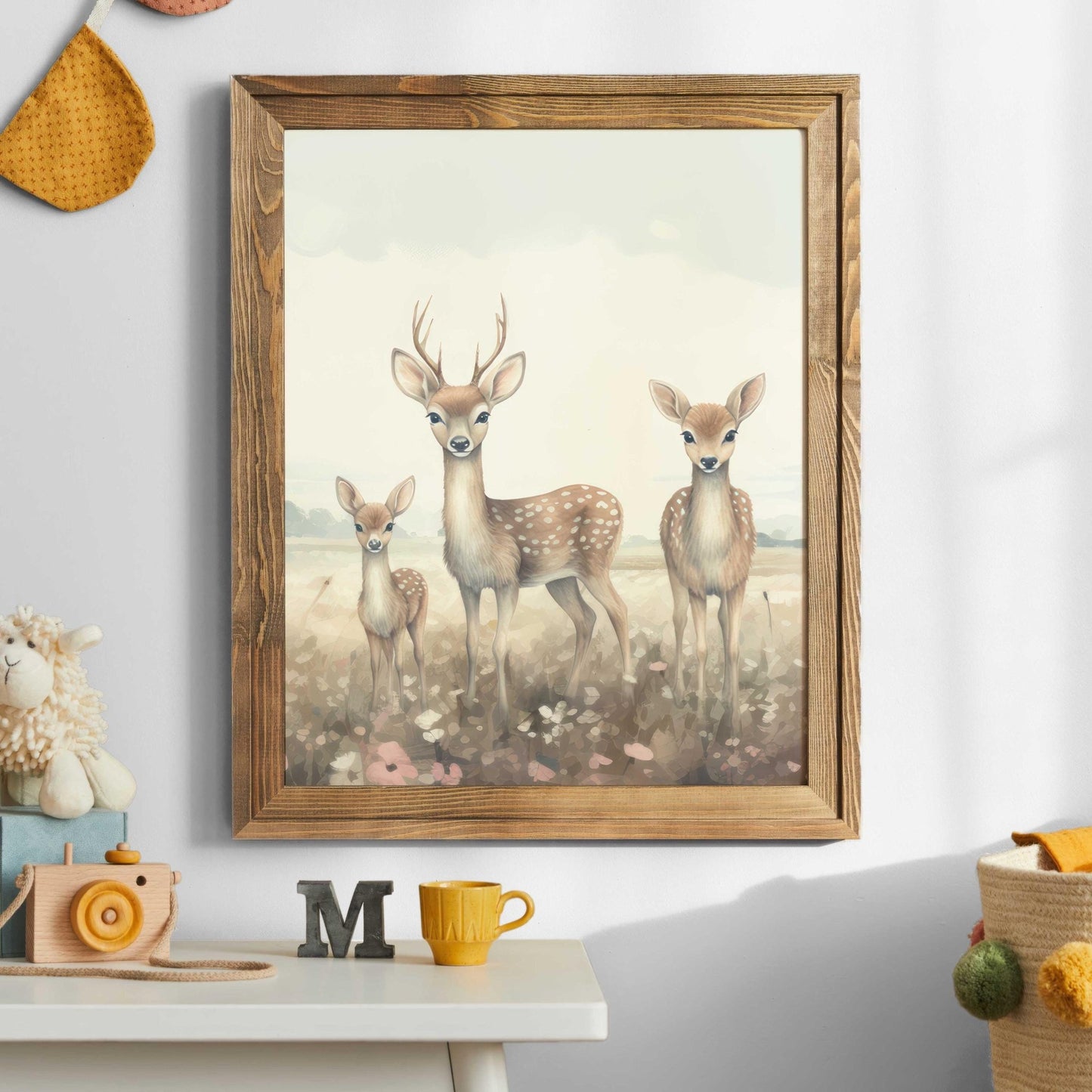 Deer Family Print, Forest Animal Decor, Rustic Nursery Wall Art - WildfieldPrints