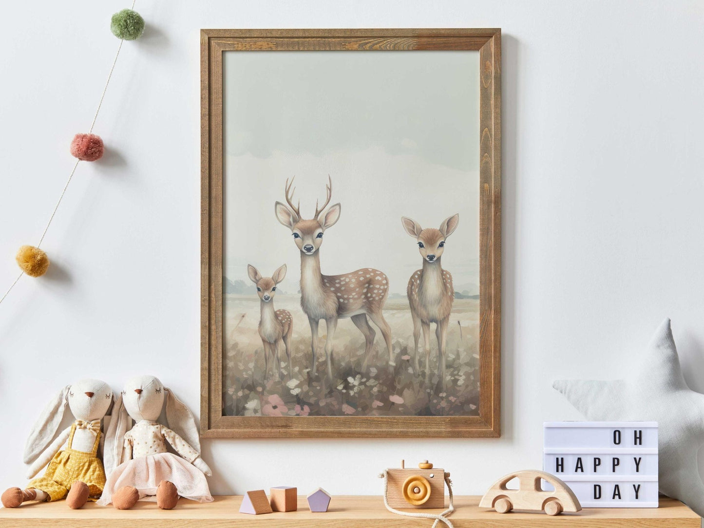 Deer Family Print, Forest Animal Decor, Rustic Nursery Wall Art - WildfieldPrints