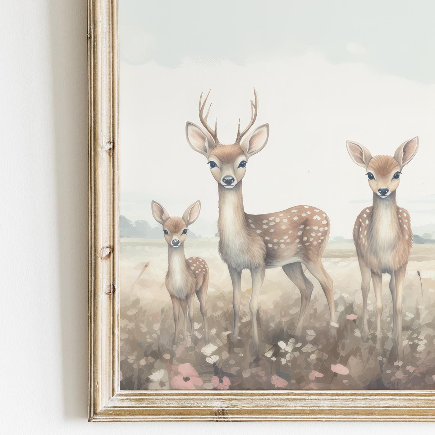 Deer Nursery Prints, Forest Animal Decor, Family of Three - WildfieldPrints