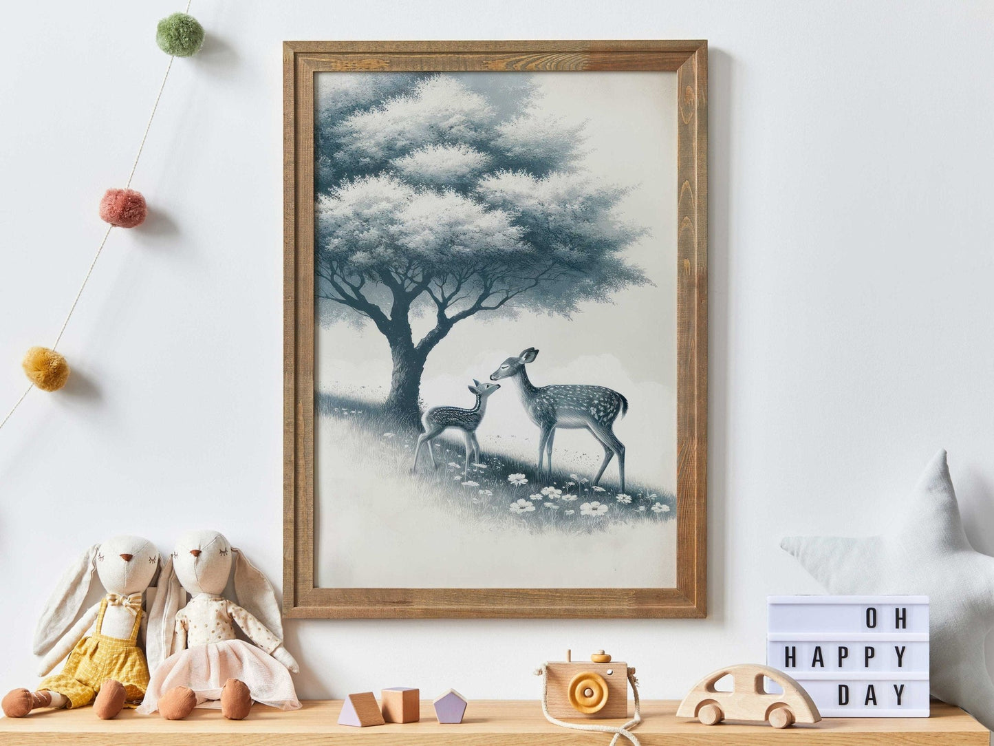 Deer Nursery Prints, Forest Animal Wall Decor, Sage Green Art - WildfieldPrints