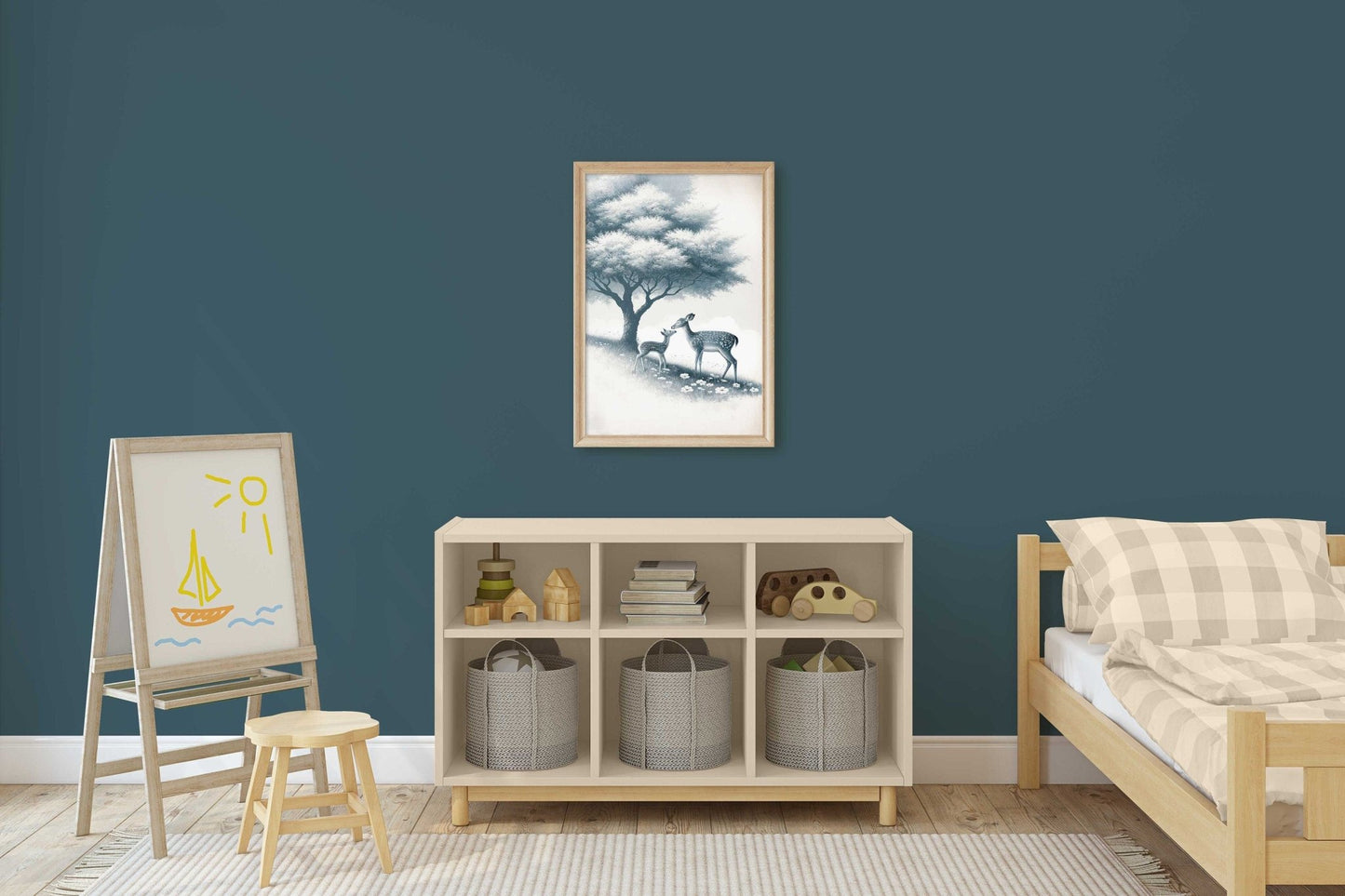 Deer Nursery Prints, Forest Animal Wall Decor, Sage Green Art - WildfieldPrints