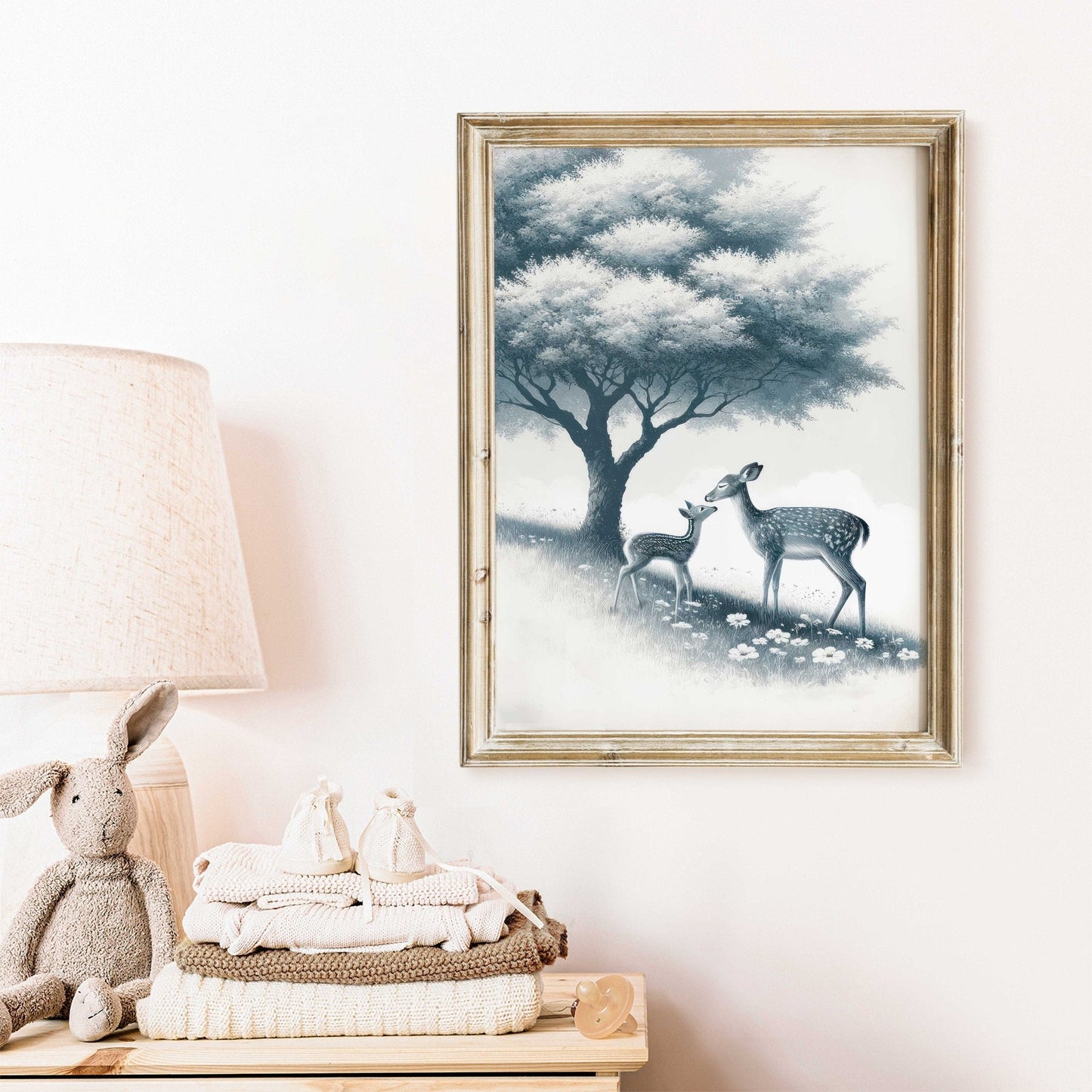 Deer Nursery Prints, Forest Animal Wall Decor, Sage Green Art - WildfieldPrints