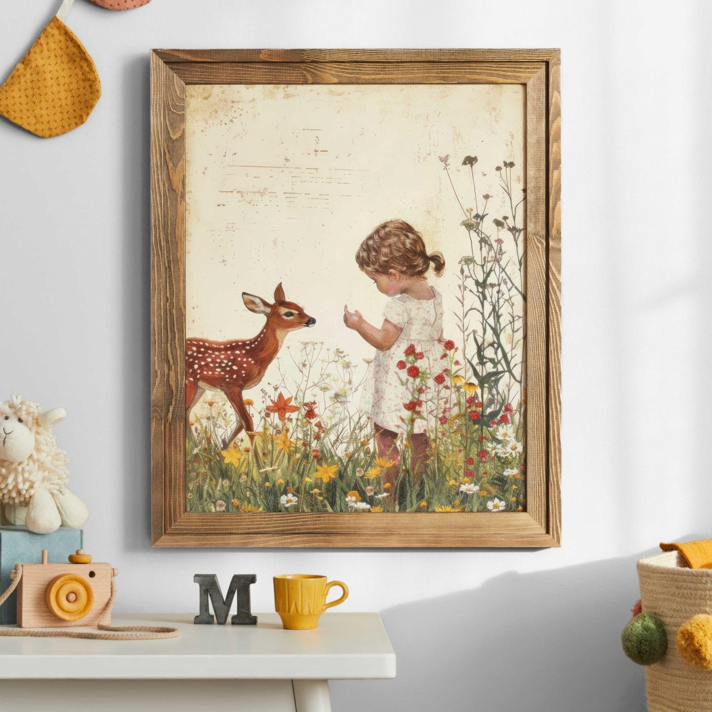 Deer Nursery Wall Art, Animal Nursery Print, Forest Animals, Deer Nursery Decor, Wildflower Girl Room, Deer Kids, Printable Girl Wall Art - My Store