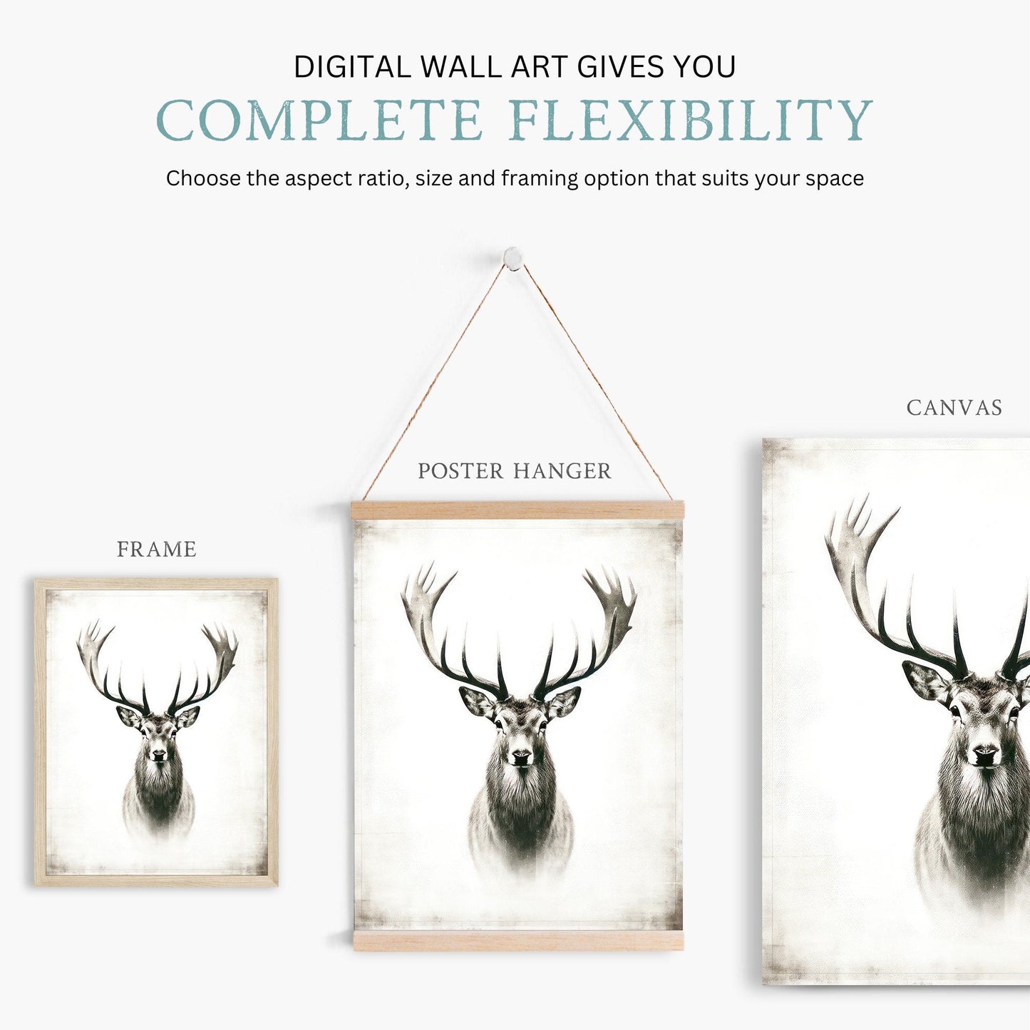 Deer Wall Art, Forest Animal Decor, Modern Farmhouse Print - WildfieldPrints