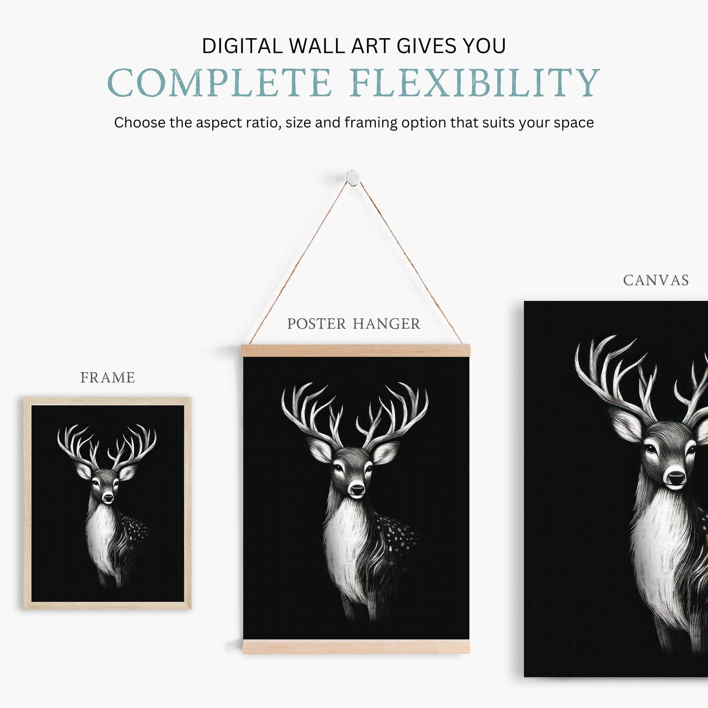 Deer Wall Art, Forest Animal Decor, Rustic Stag Print - WildfieldPrints