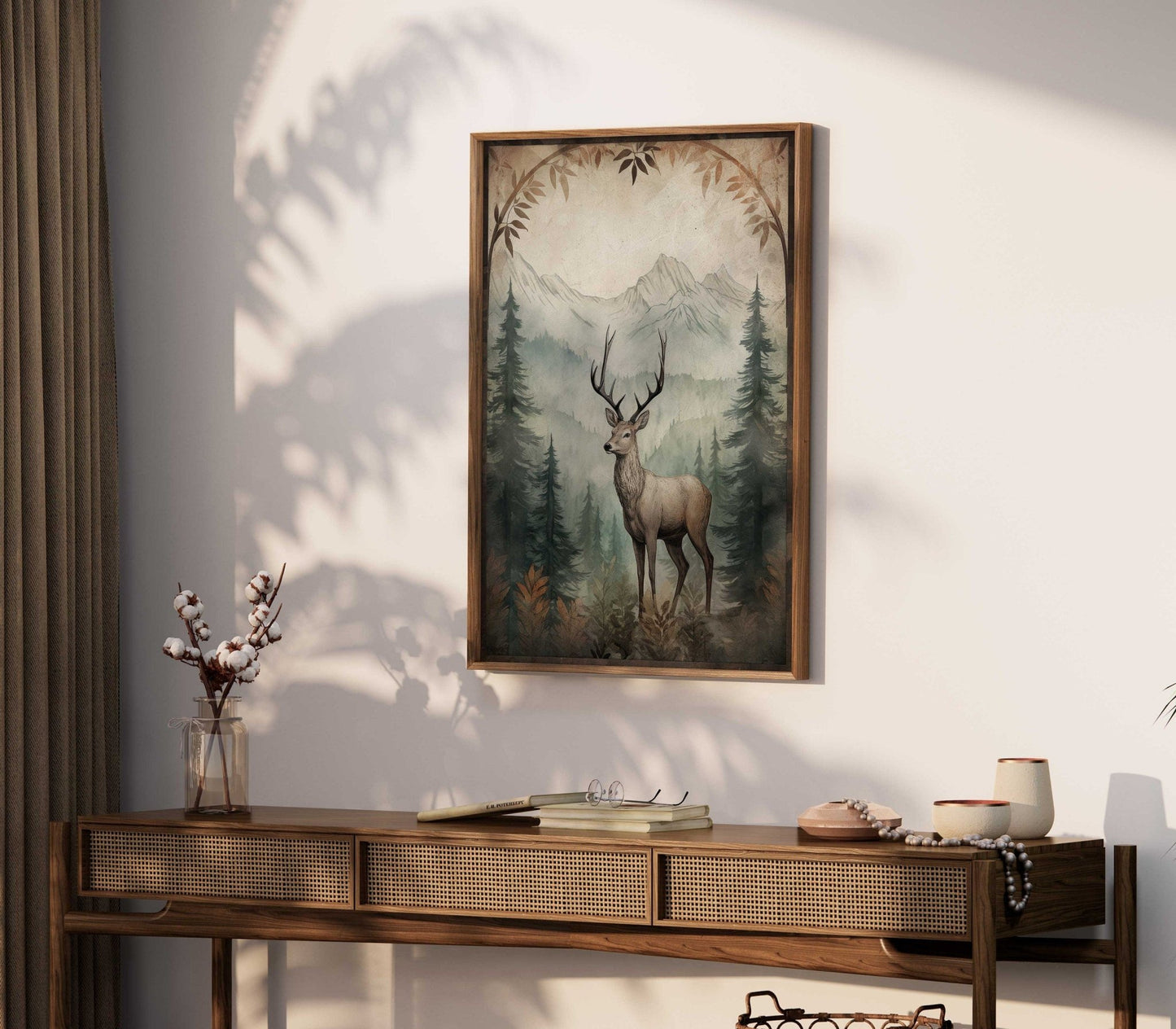 Deer Wall Art, Rustic Forest Decor, Vintage Animal Print - WildfieldPrints