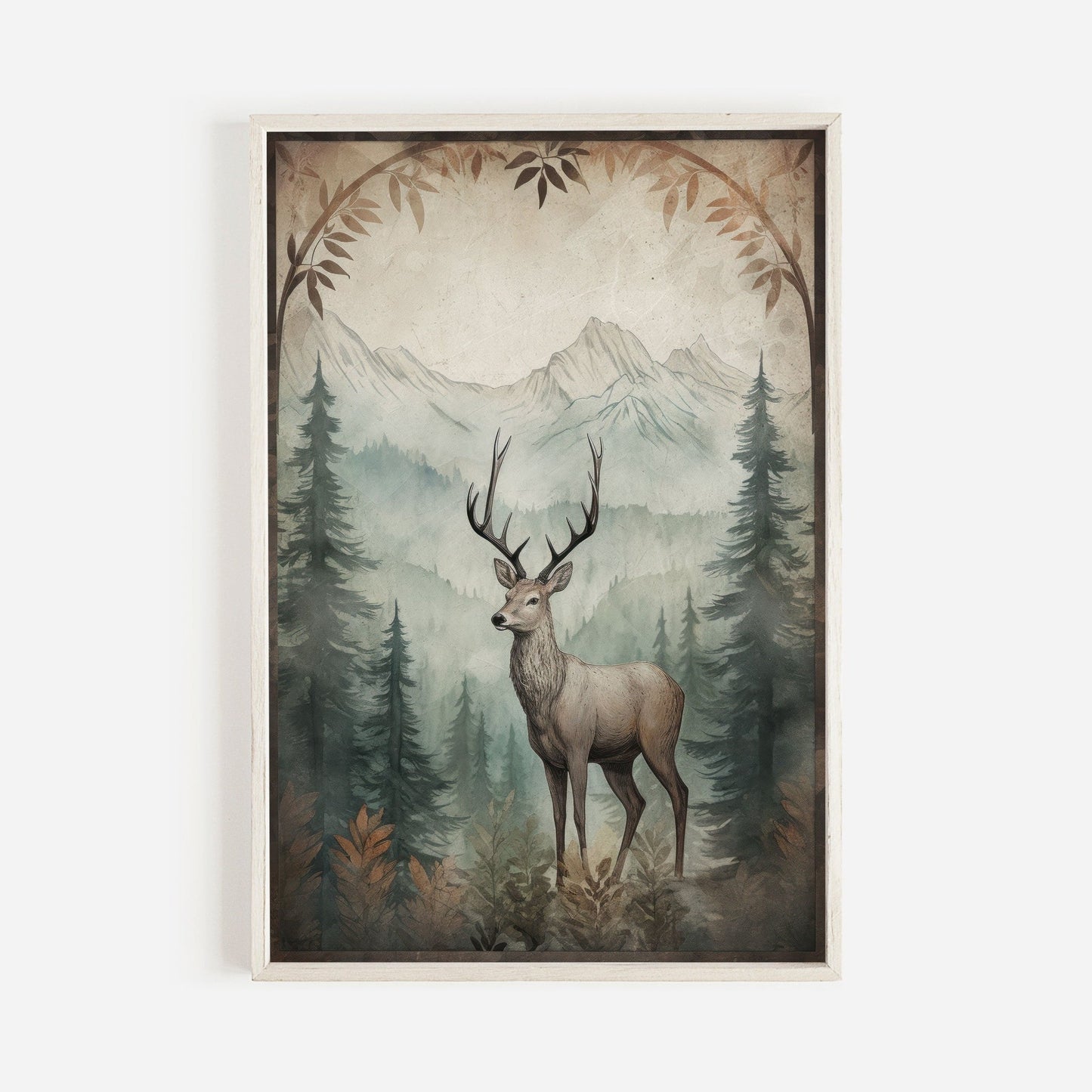 Deer Wall Art, Rustic Forest Decor, Vintage Animal Print - WildfieldPrints