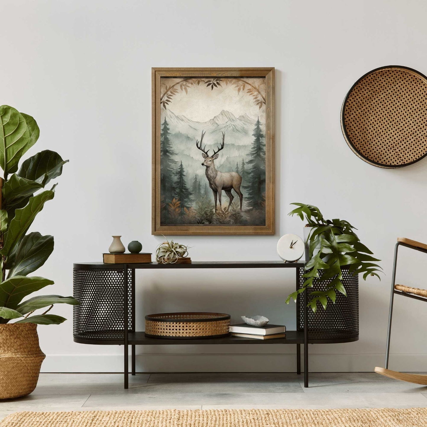 Deer Wall Art, Rustic Forest Decor, Vintage Animal Print - WildfieldPrints