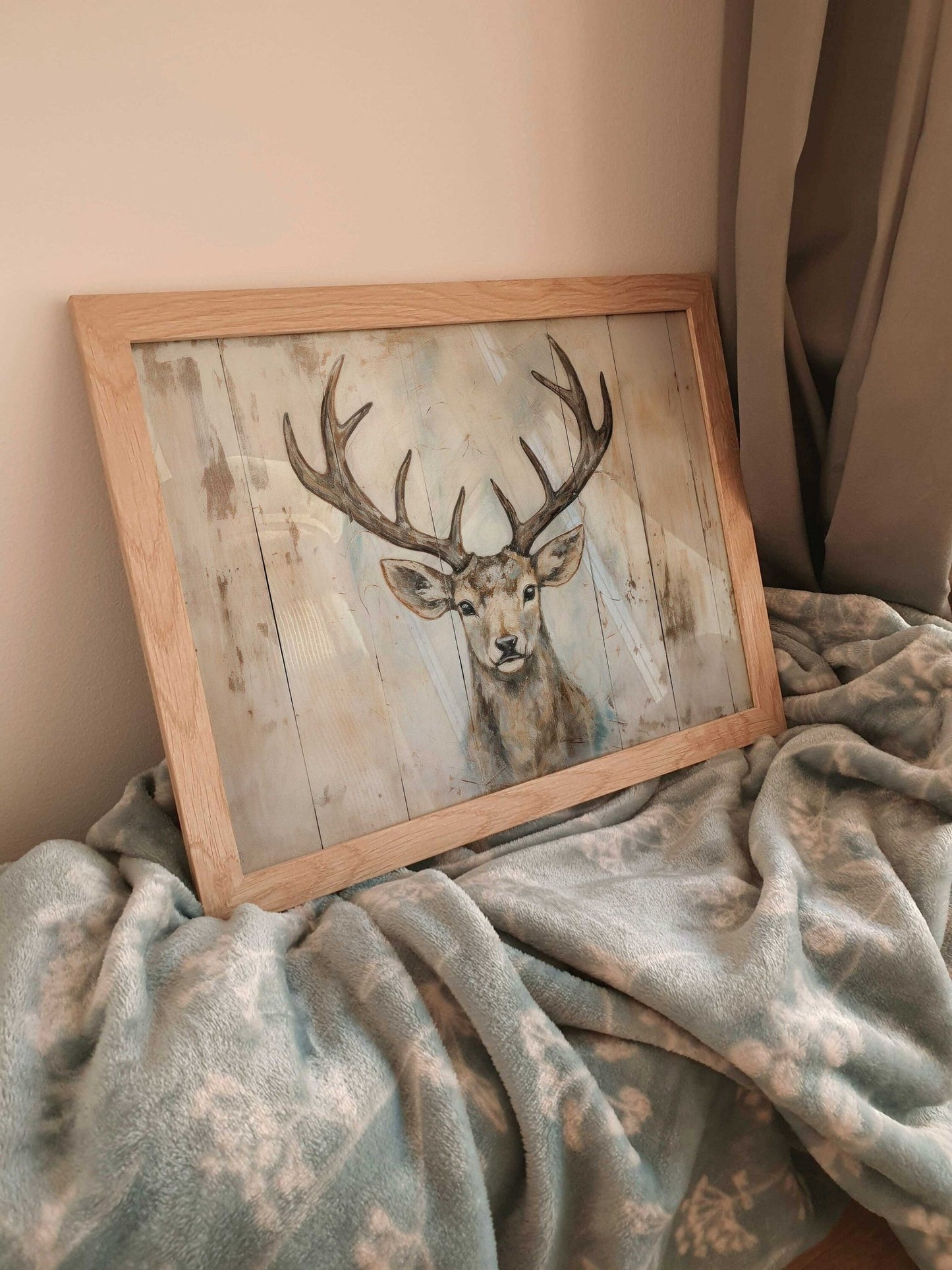 Deer Wall Art, Rustic Hunting Decor, Wood - Inspired Animal Print - WildfieldPrints