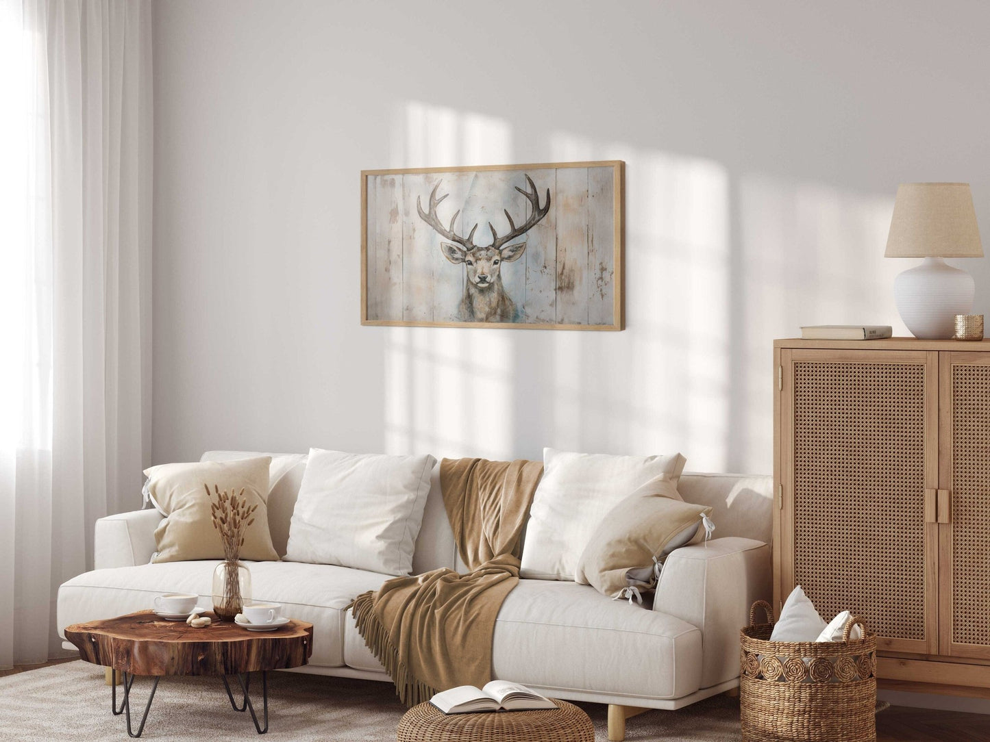 Deer Wall Art, Rustic Hunting Decor, Wood - Inspired Animal Print - WildfieldPrints